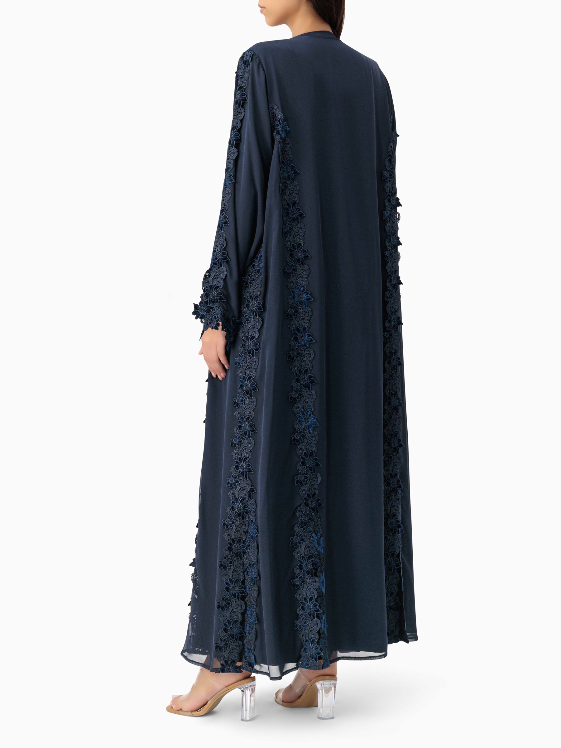Floral Lace Navy Abaya