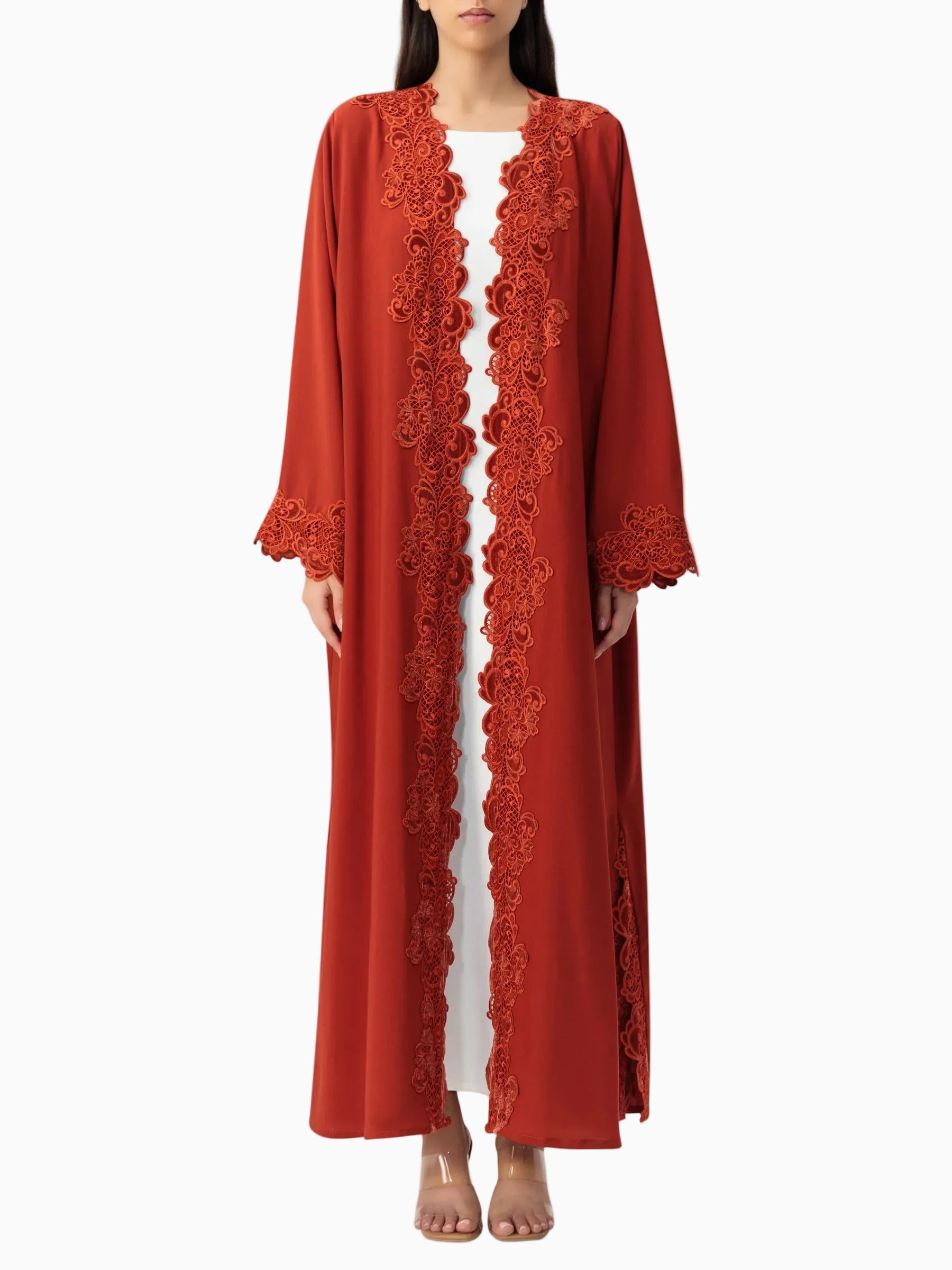 Lace Burnt Orange Abaya