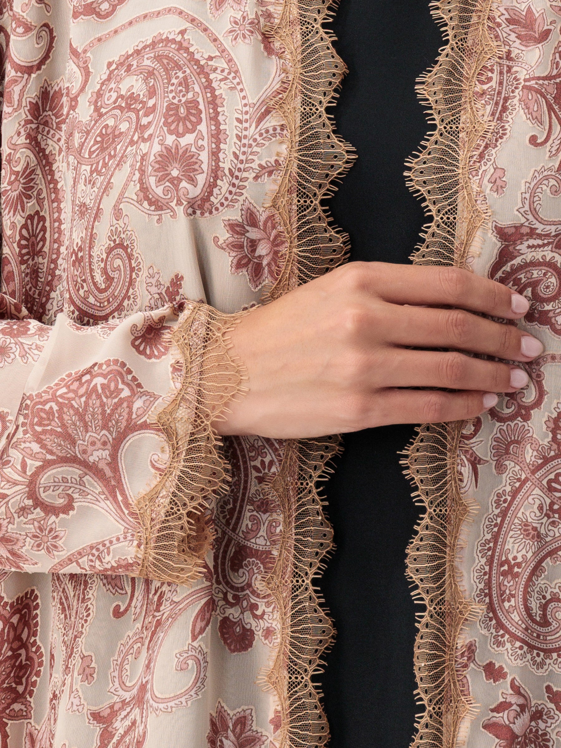 French Dantel - Paisley Beige Abaya