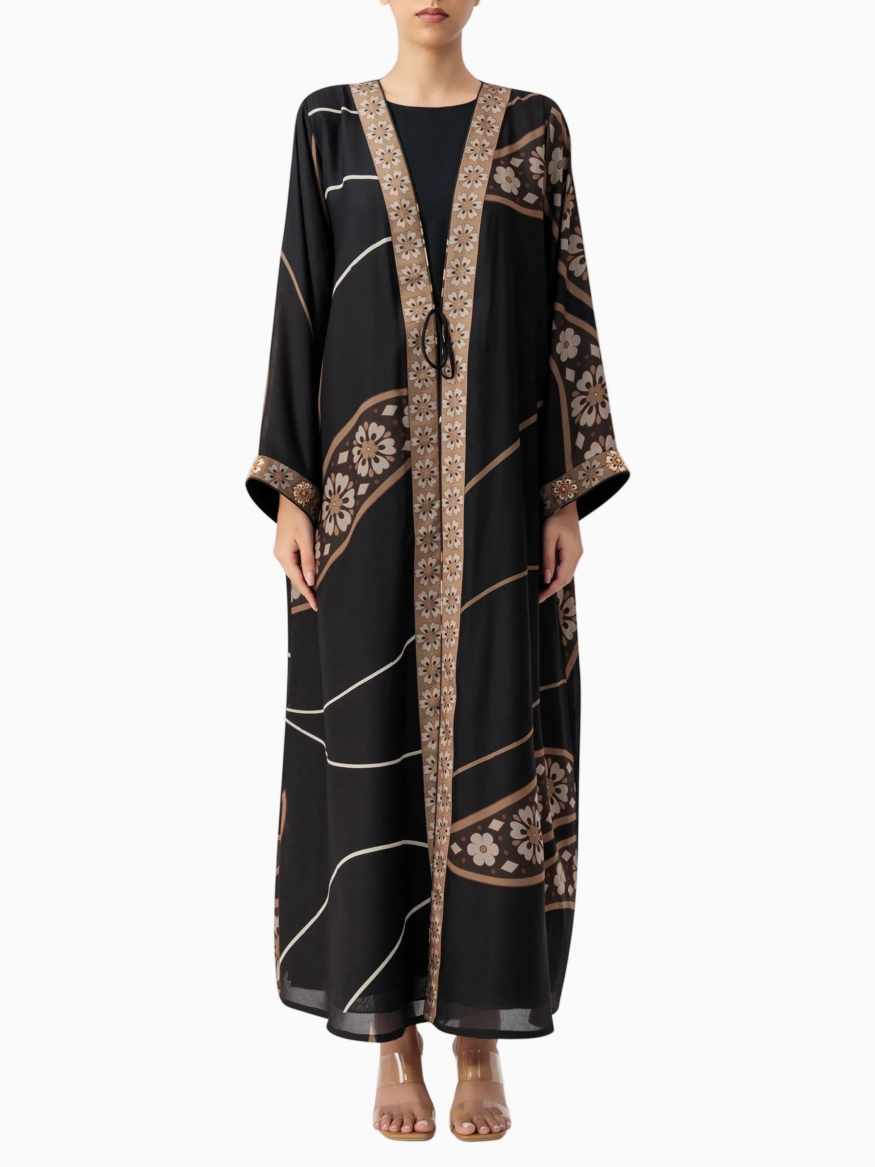 Desert Petals - Printed Brown Abaya