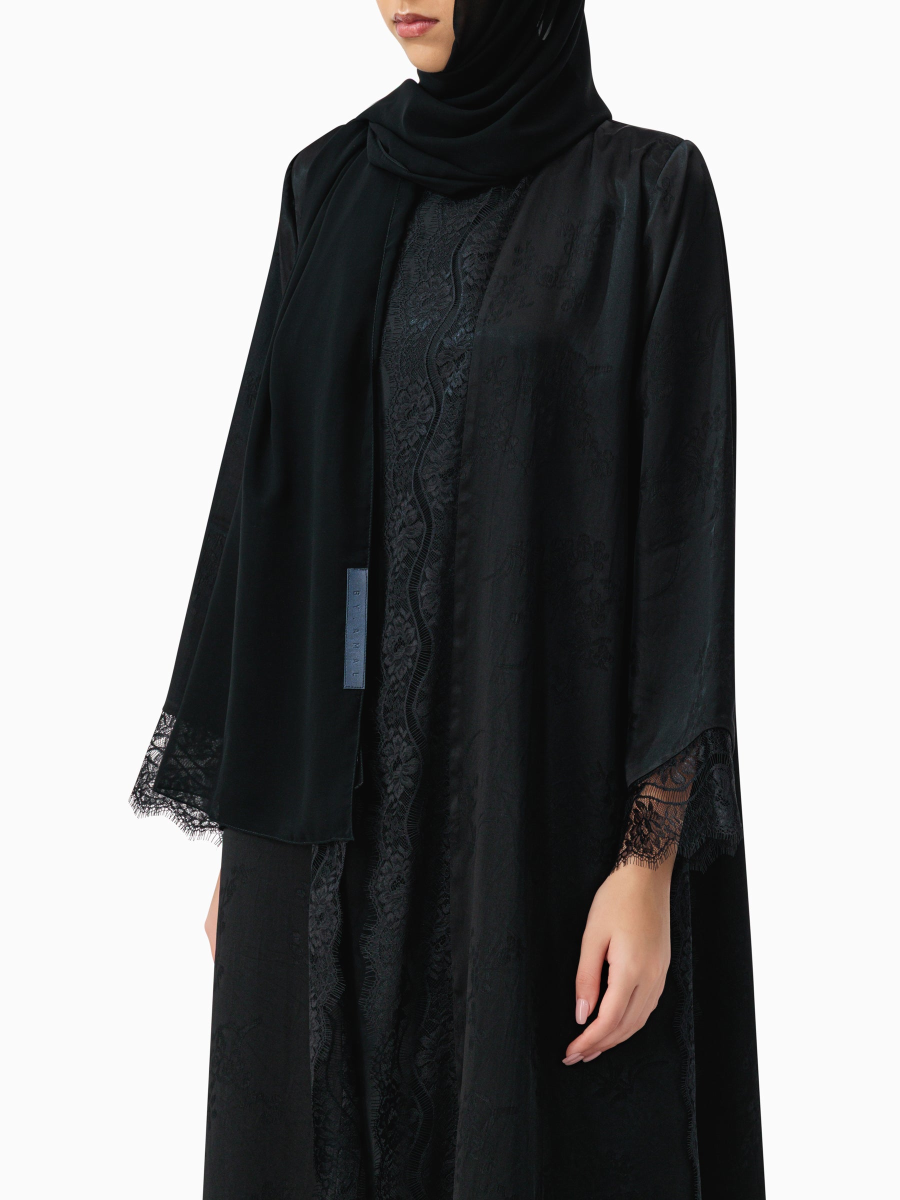 Floret - Dantel Black Abaya
