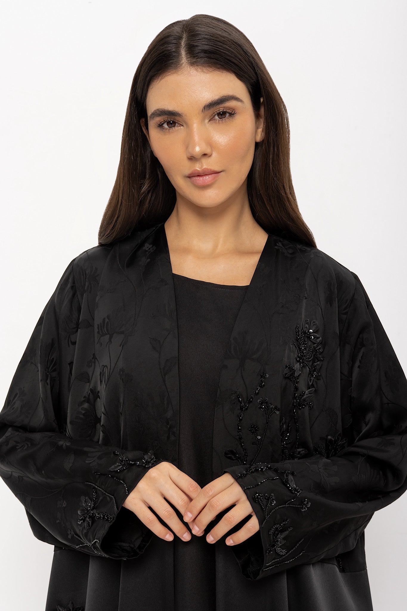 Glory - Floral Embroidery - (Black Abaya)