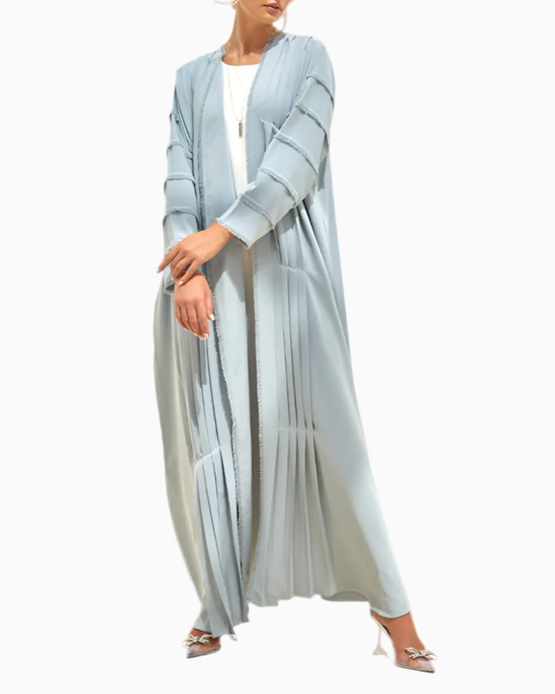 Sky Blue Pleated Crepe