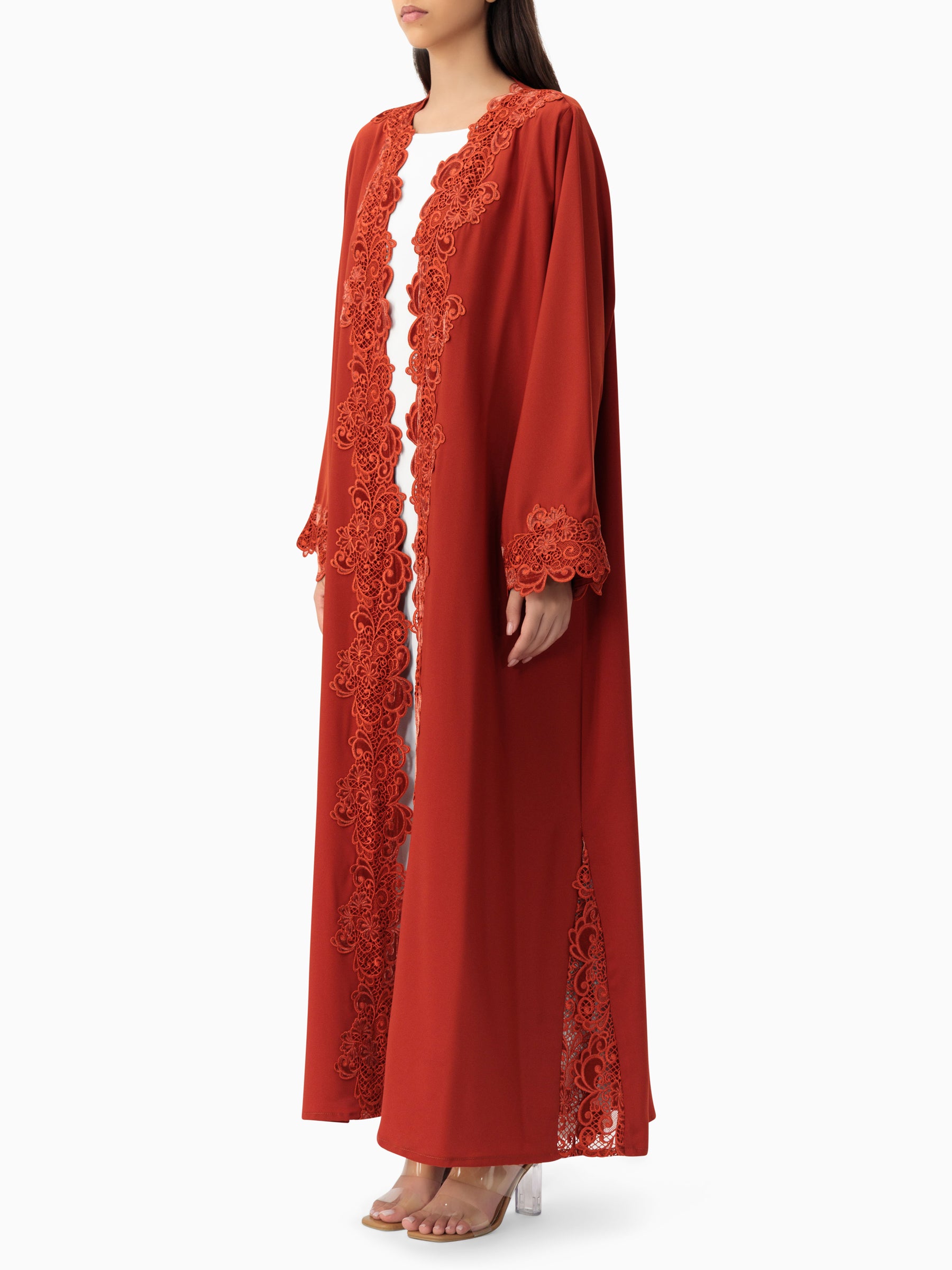 Lace Burnt Orange Abaya