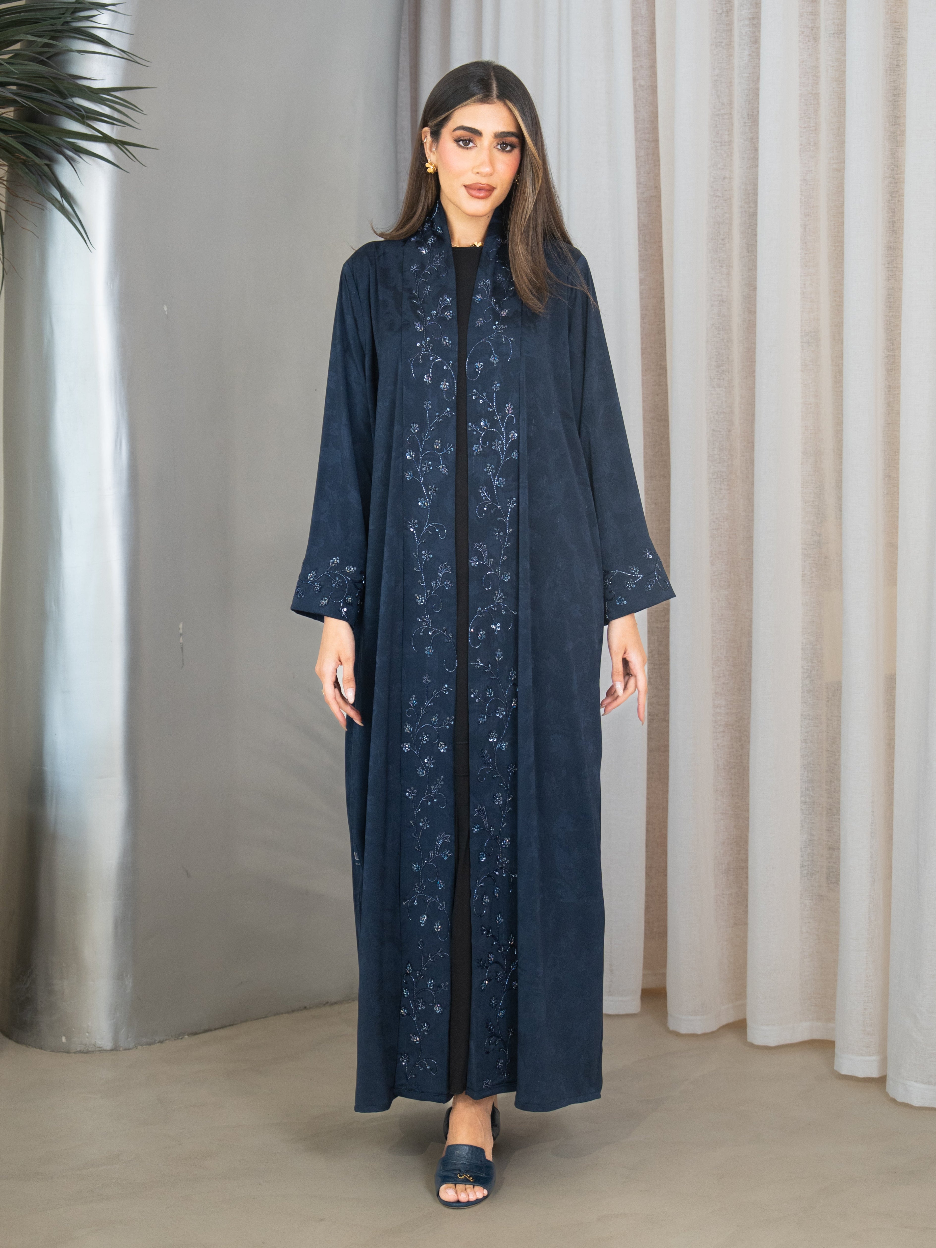 Petaline - Navy Blue Abaya