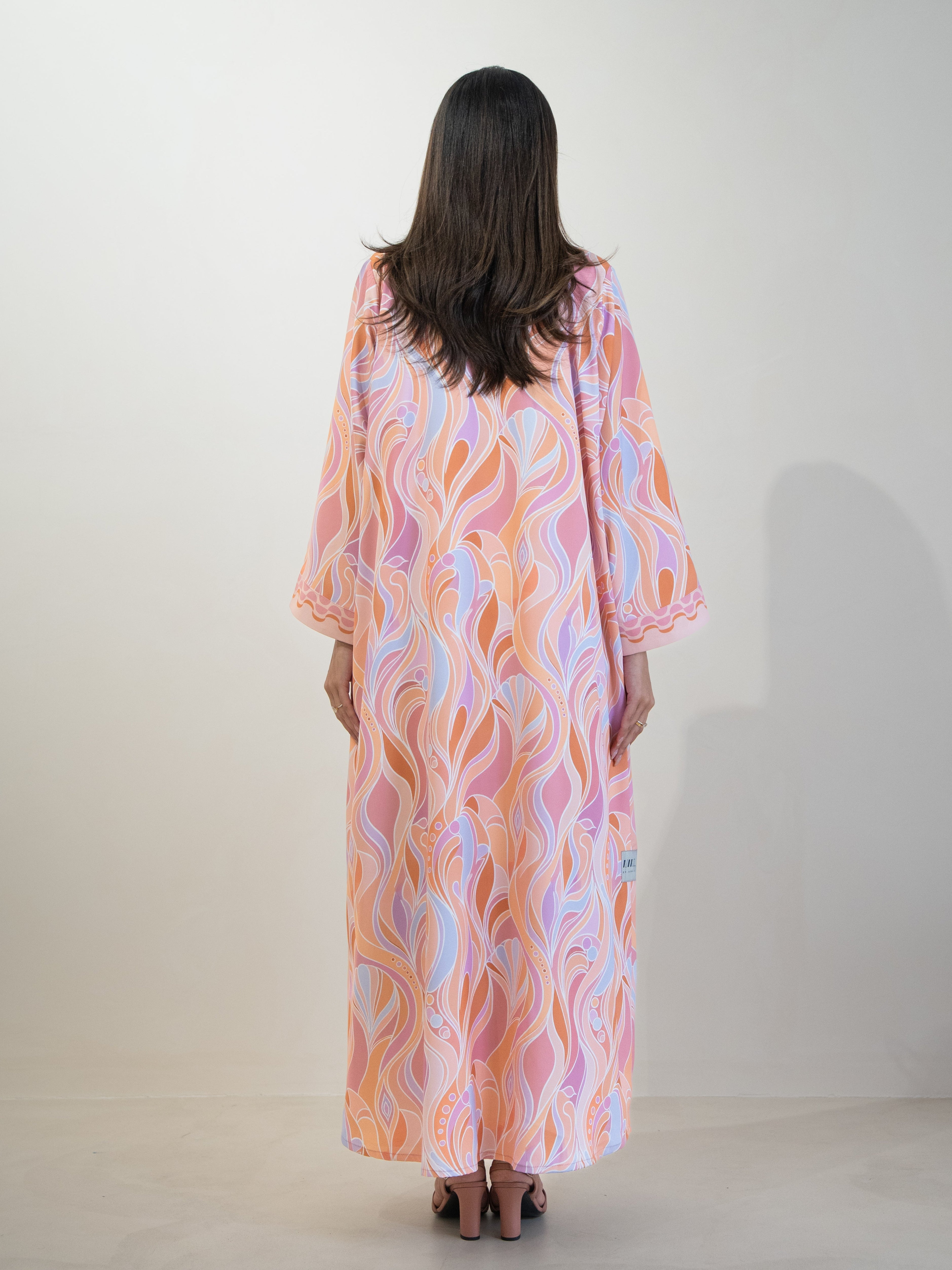 Printed Waves - Pink Abaya