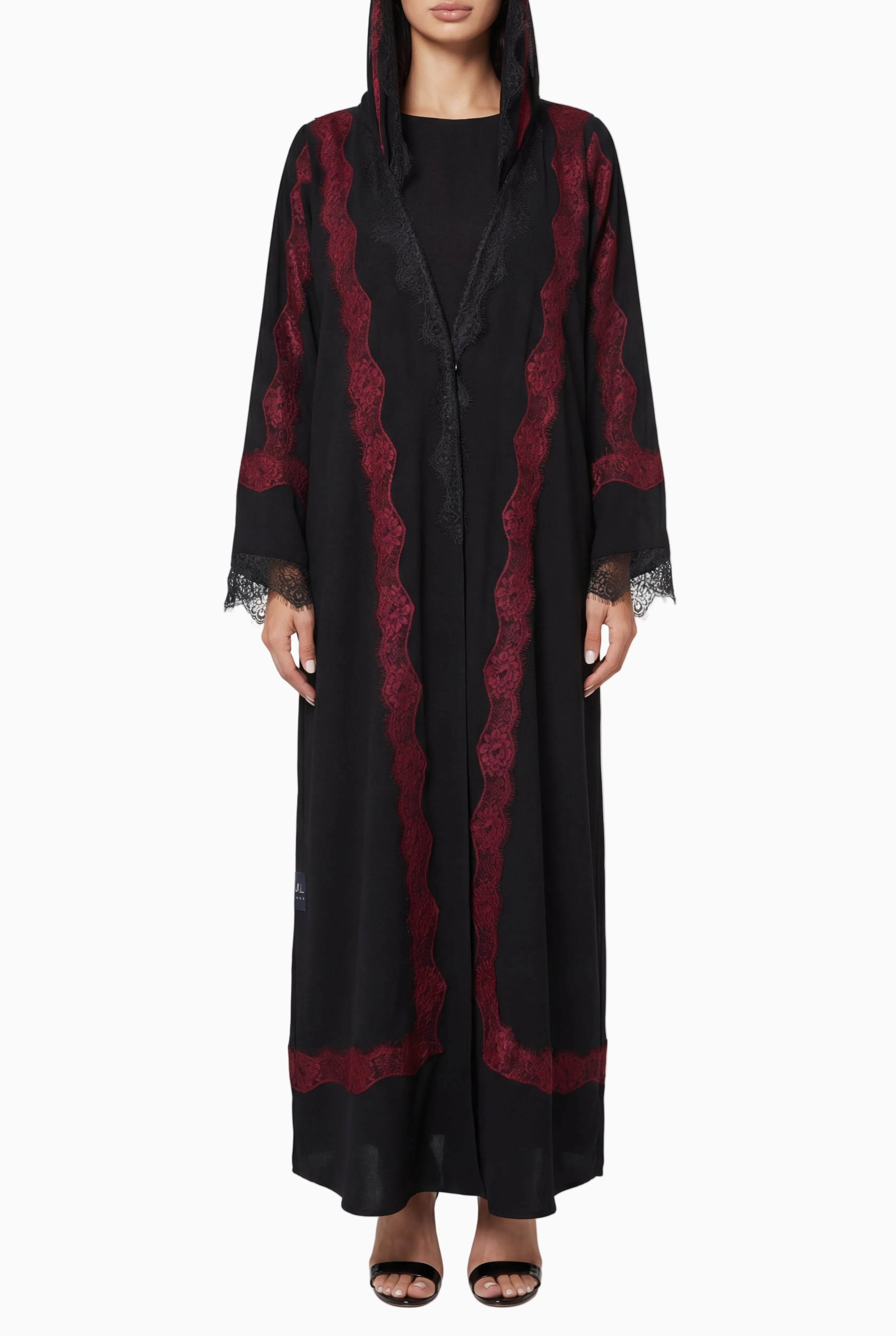 Layali- Maroon Lace ( black Abaya )