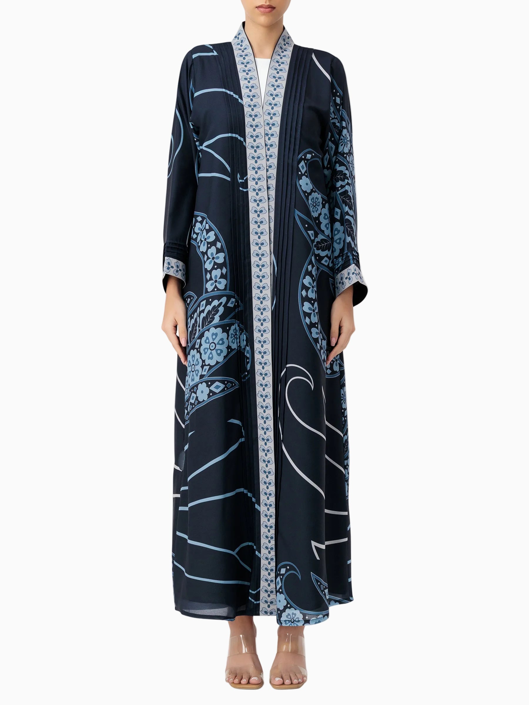 Dusk Petals - Printed Blue Abaya