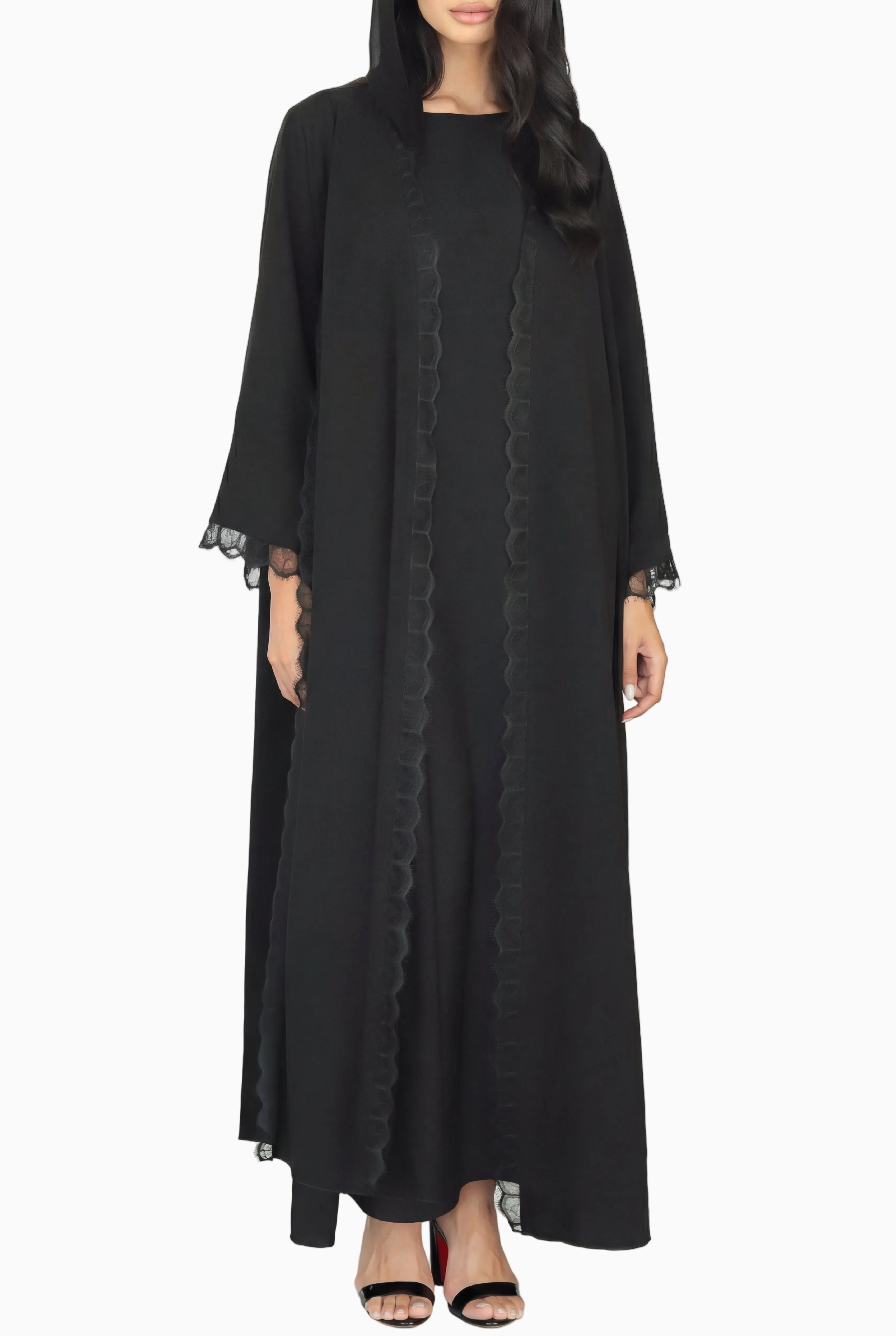 Layali- Black Lace (black Abaya )