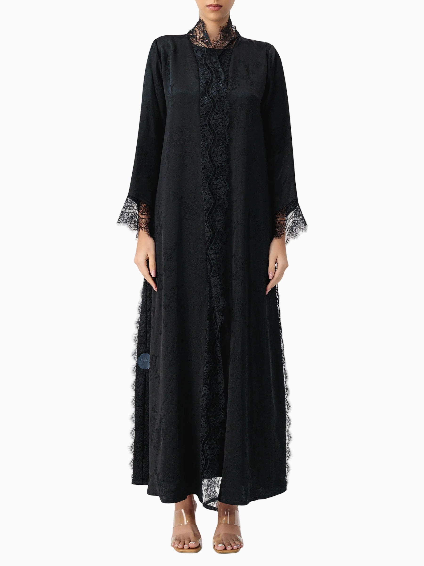 Floret - Dantel Black Abaya
