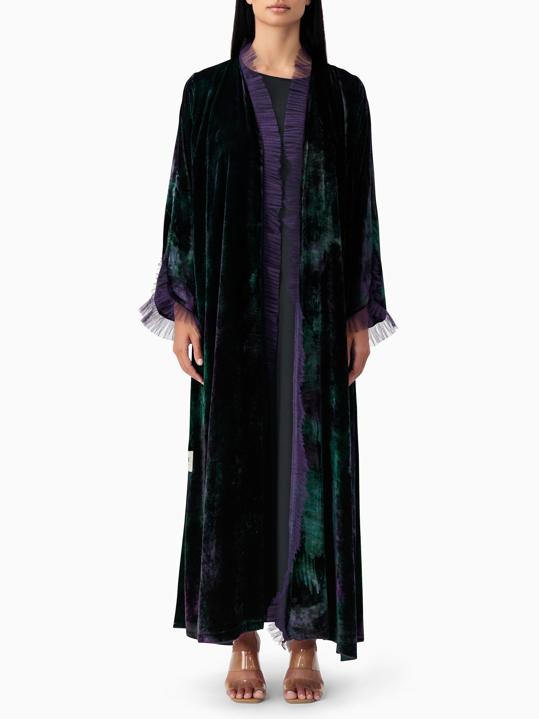 Velvet - Tulle Purple/Green Abaya