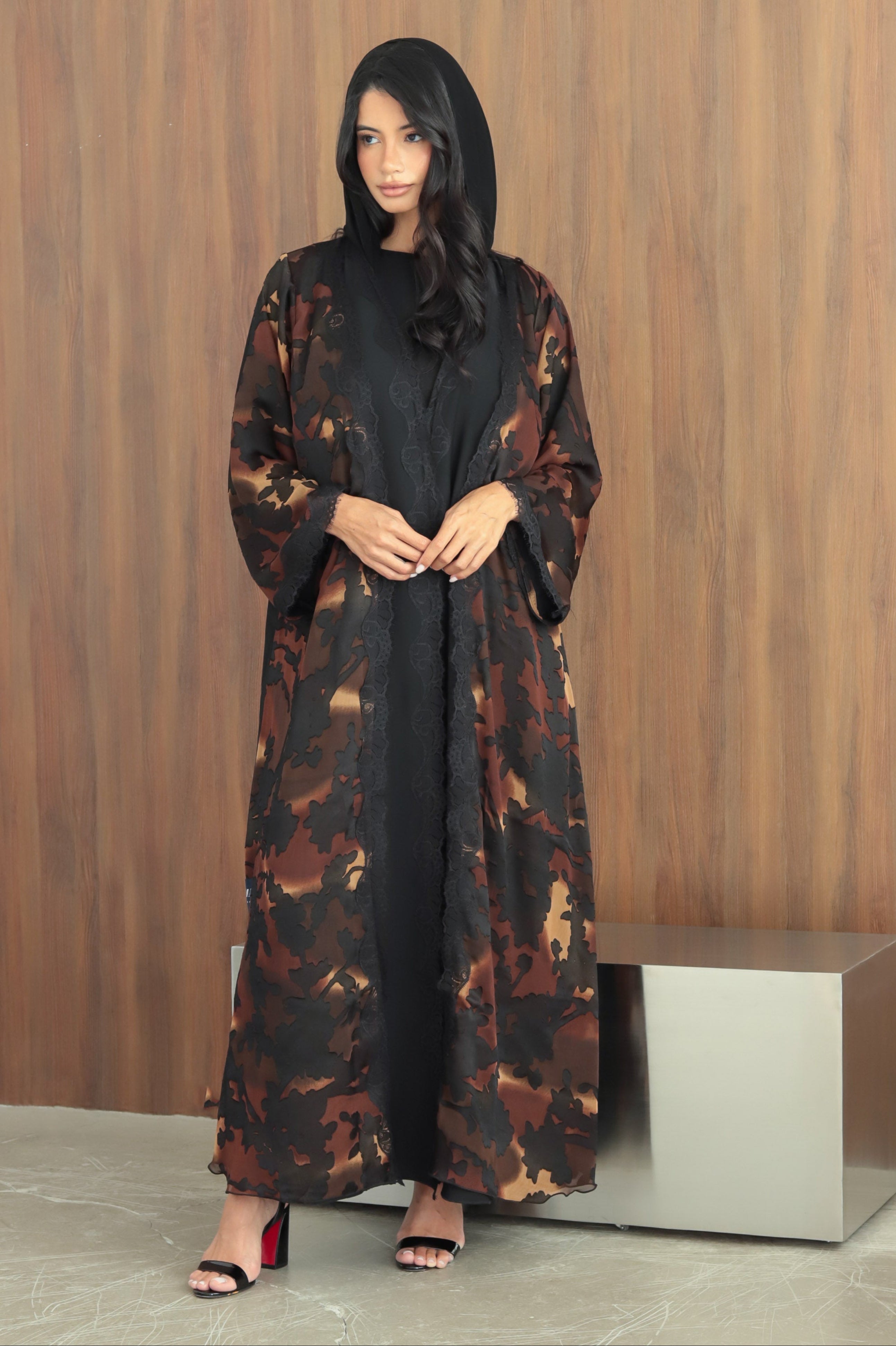 Rimal - Black & Brown Abaya