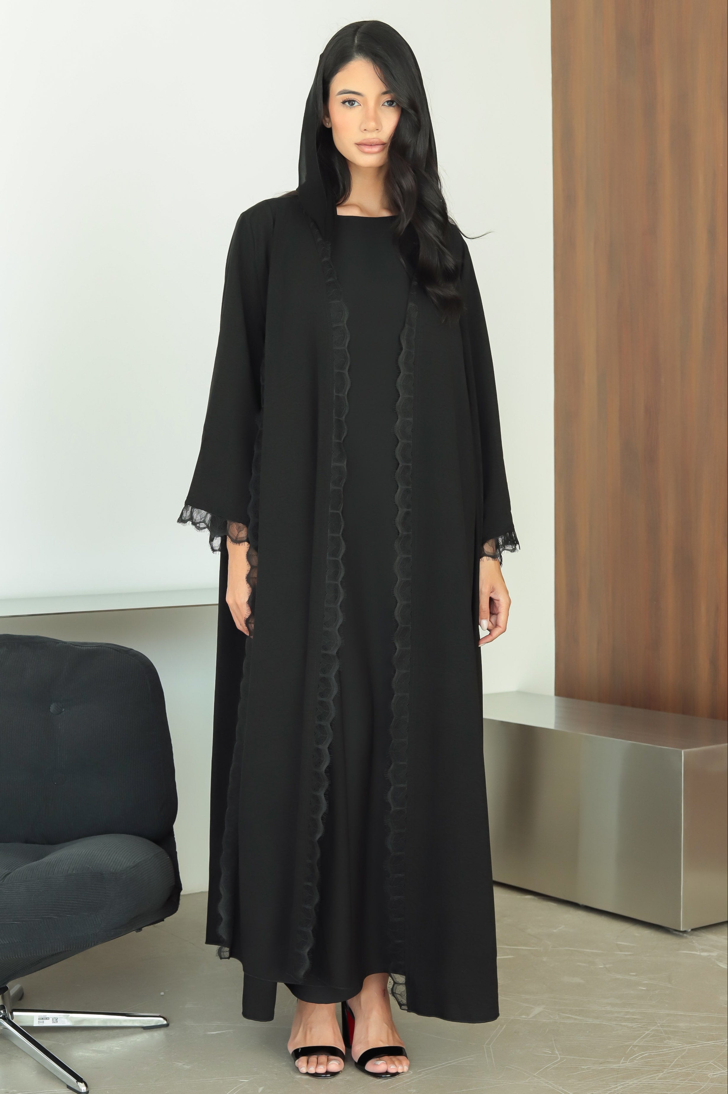 Layali- Black Lace (black Abaya )