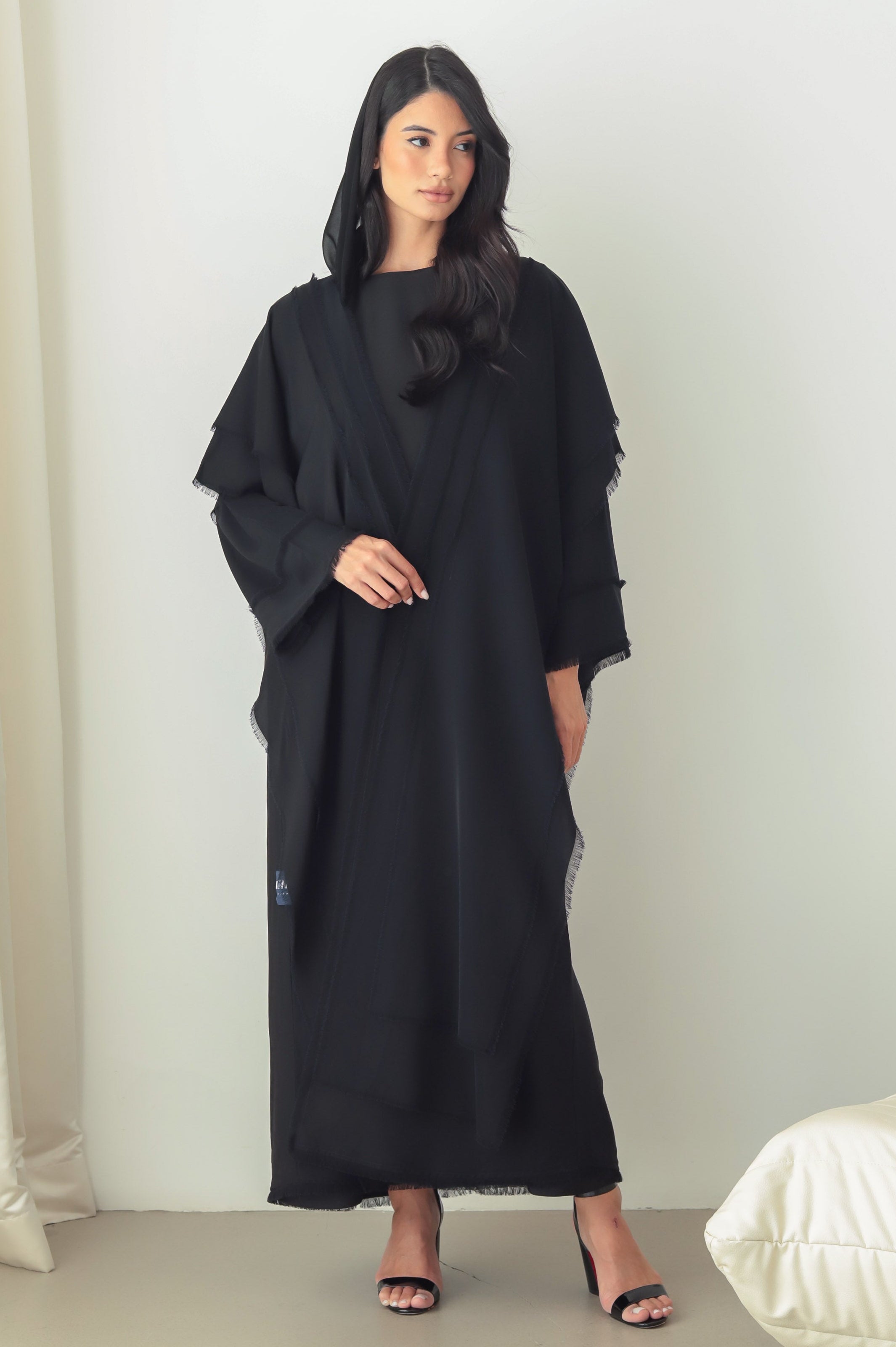Fringe Layers (black Abaya )