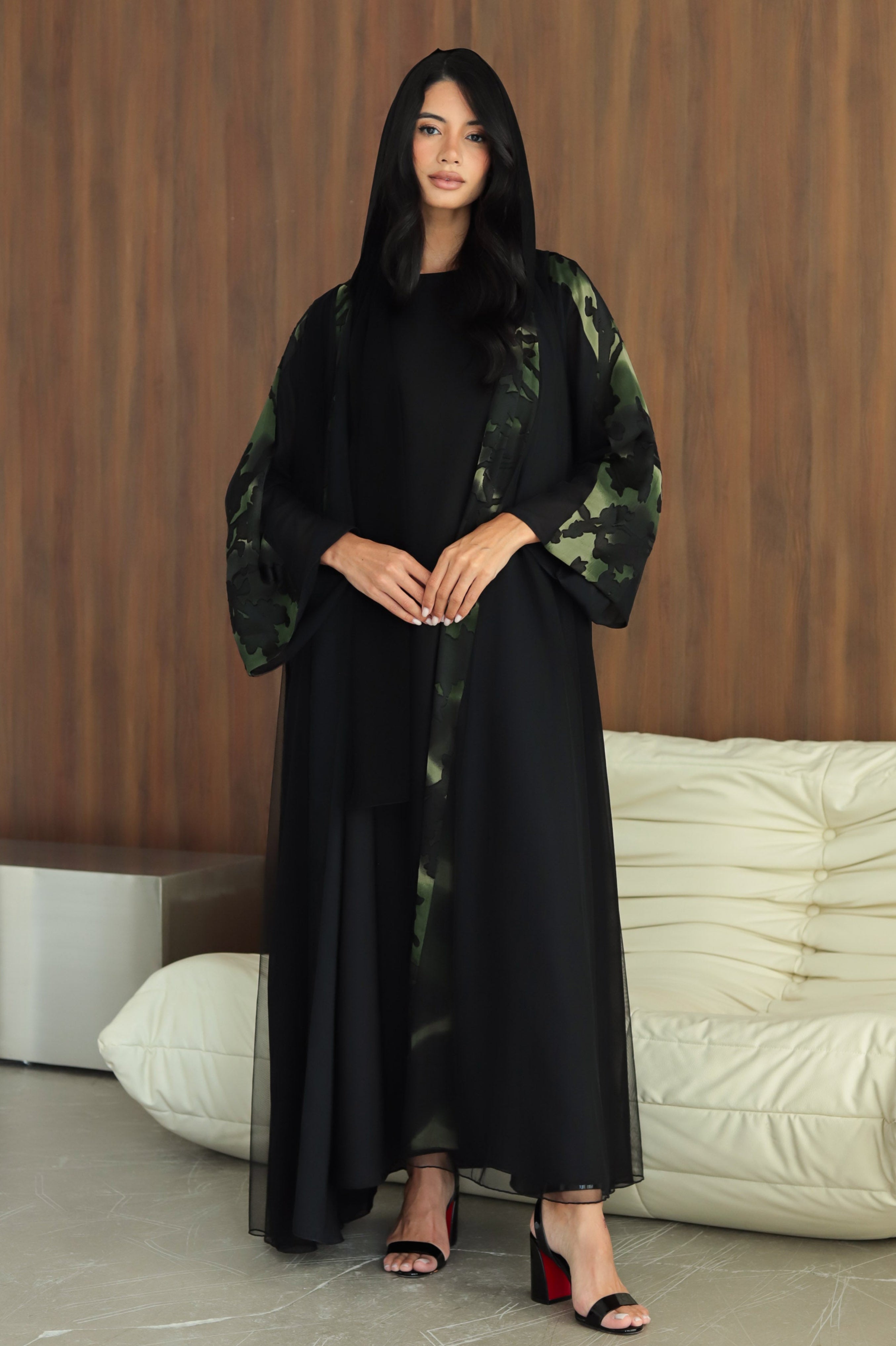 Abstract - Black & Green Abaya
