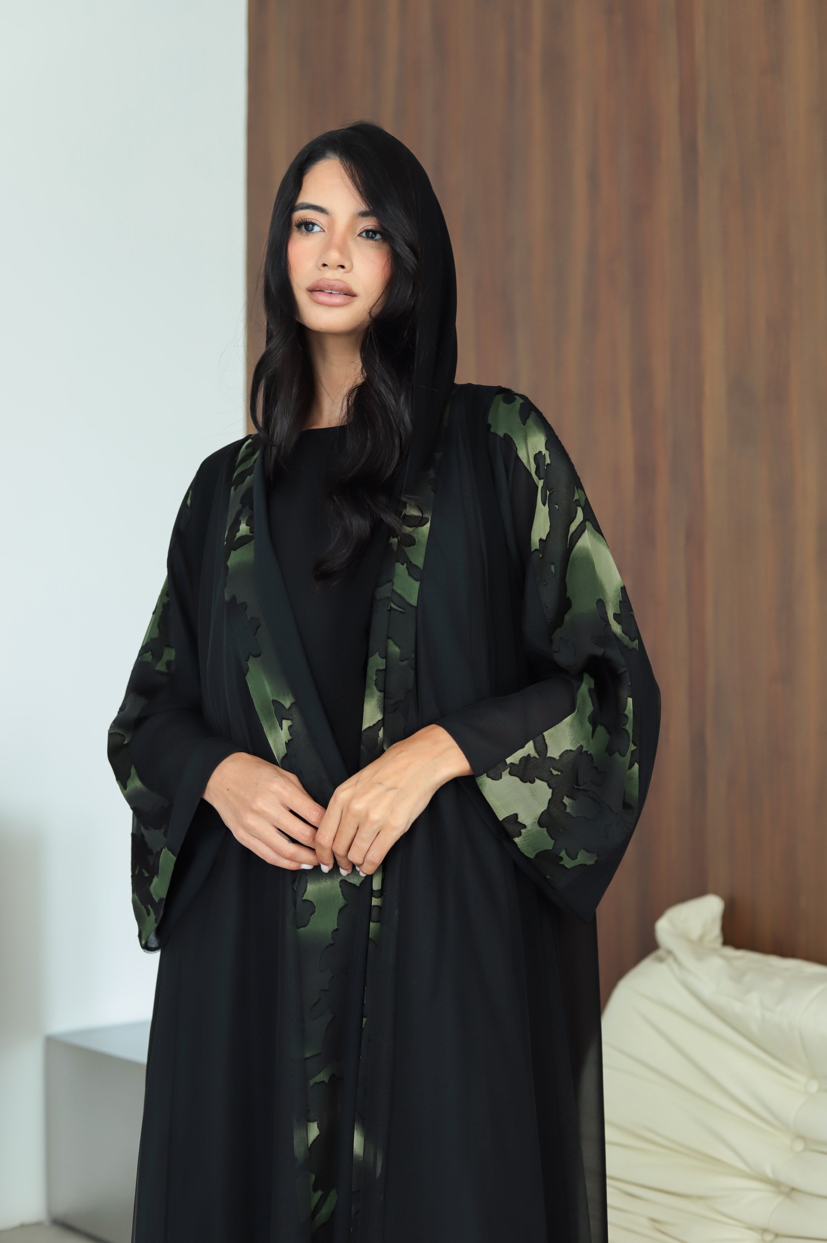 Abstract - Black & Green Abaya