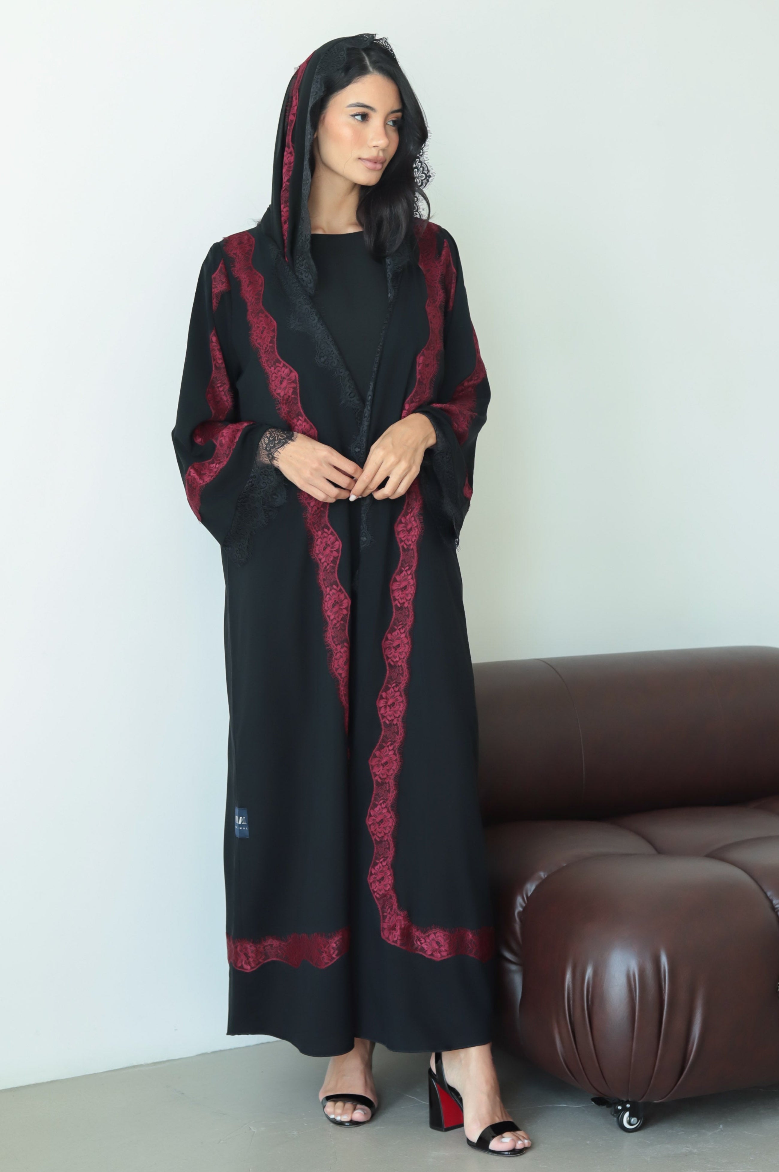 Layali- Maroon Lace ( black Abaya )