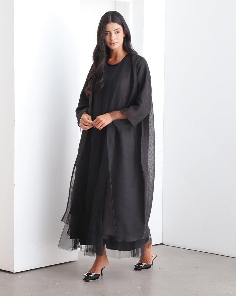 Solid06 - Special Korean Organza layer abaya