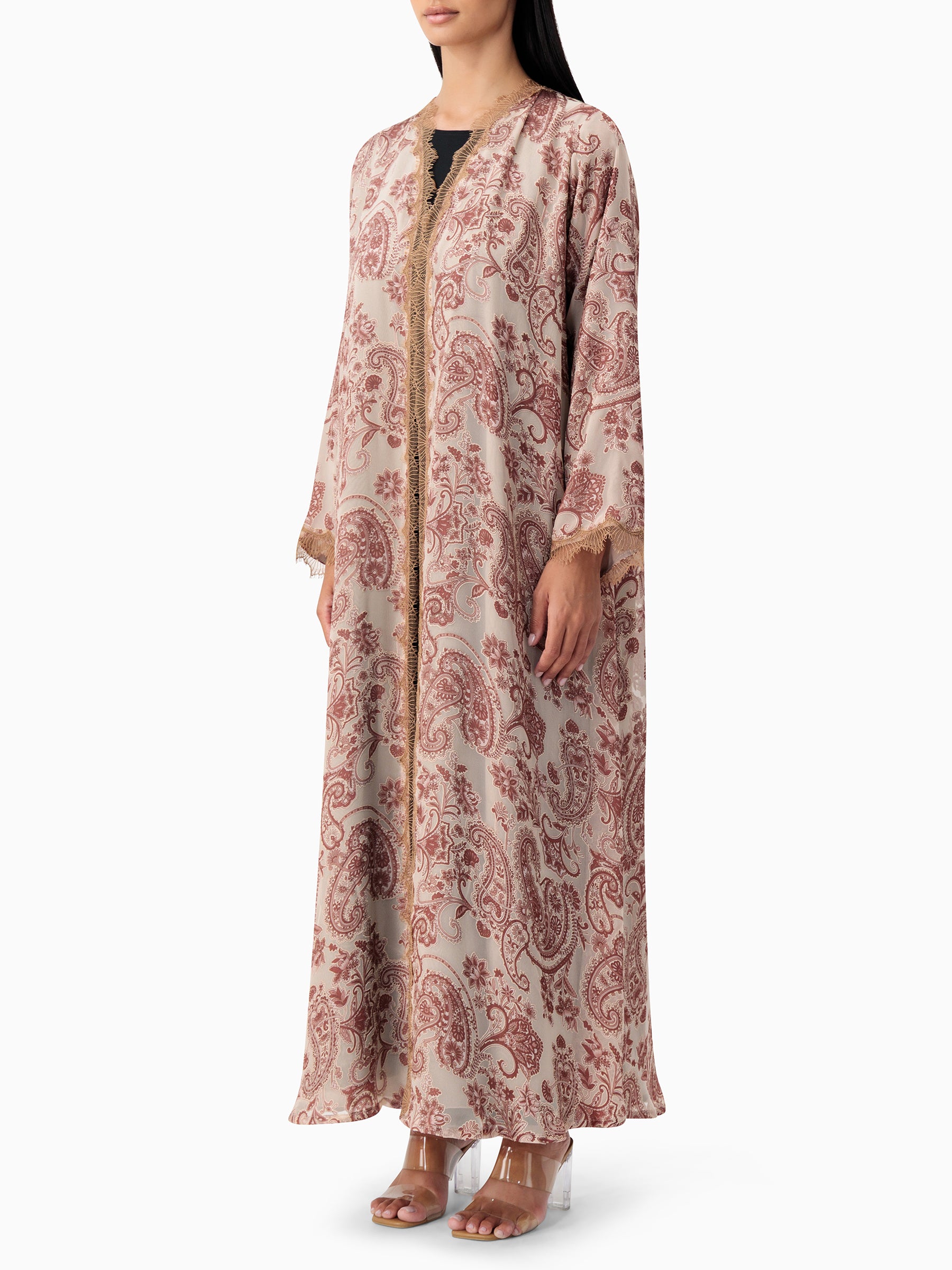 French Dantel - Paisley Beige Abaya
