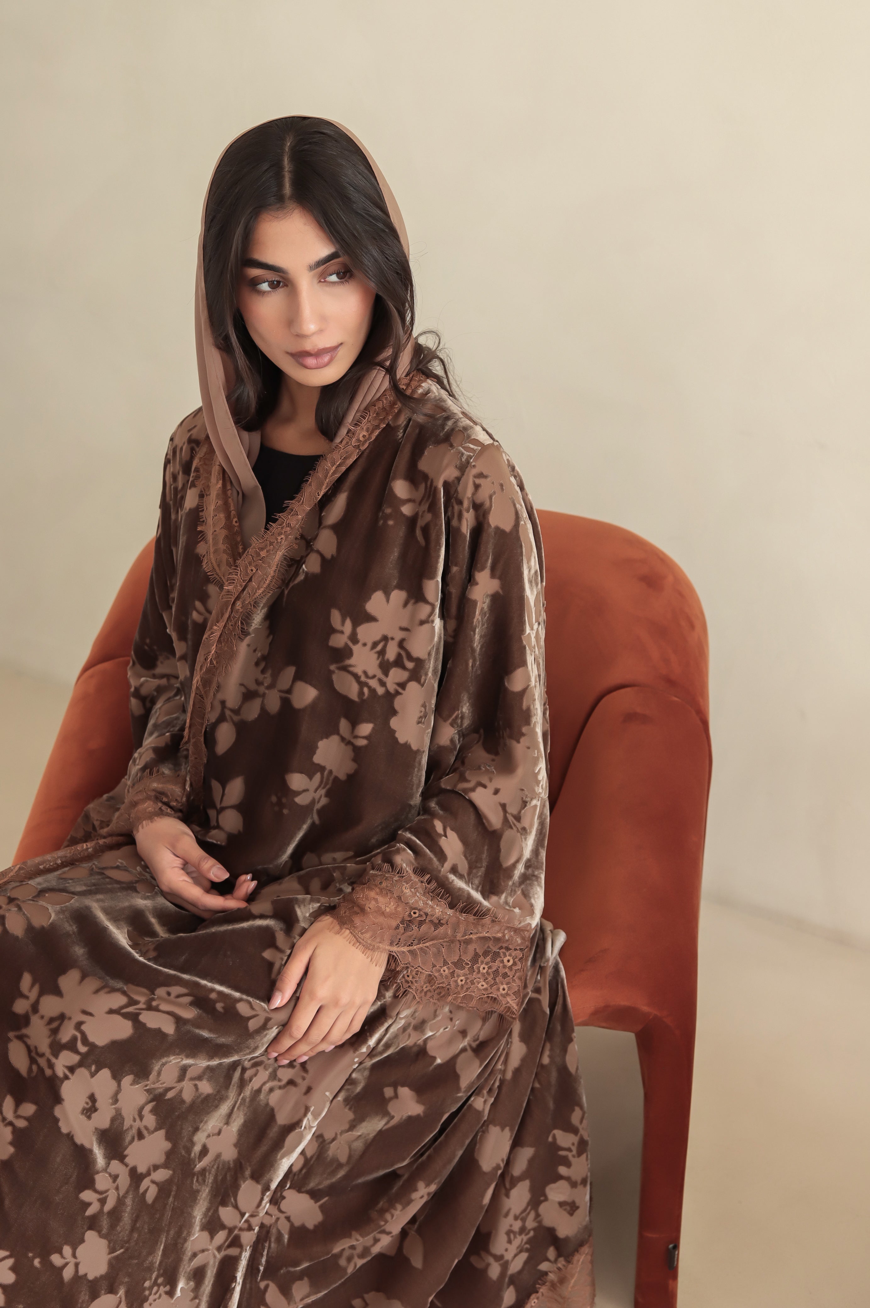 Velvet - Garden Nude Abaya