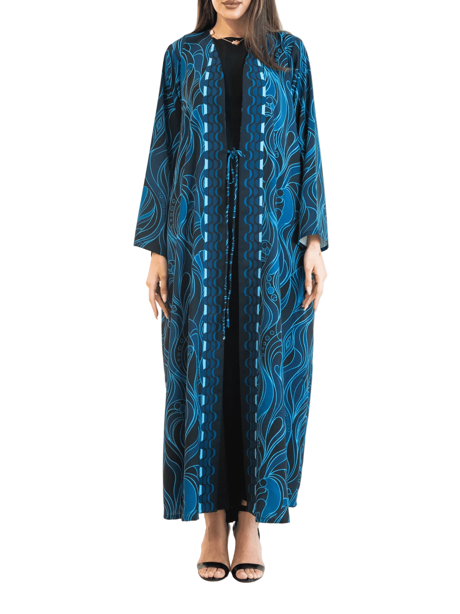 Printed Waves - Navy Blue Abaya