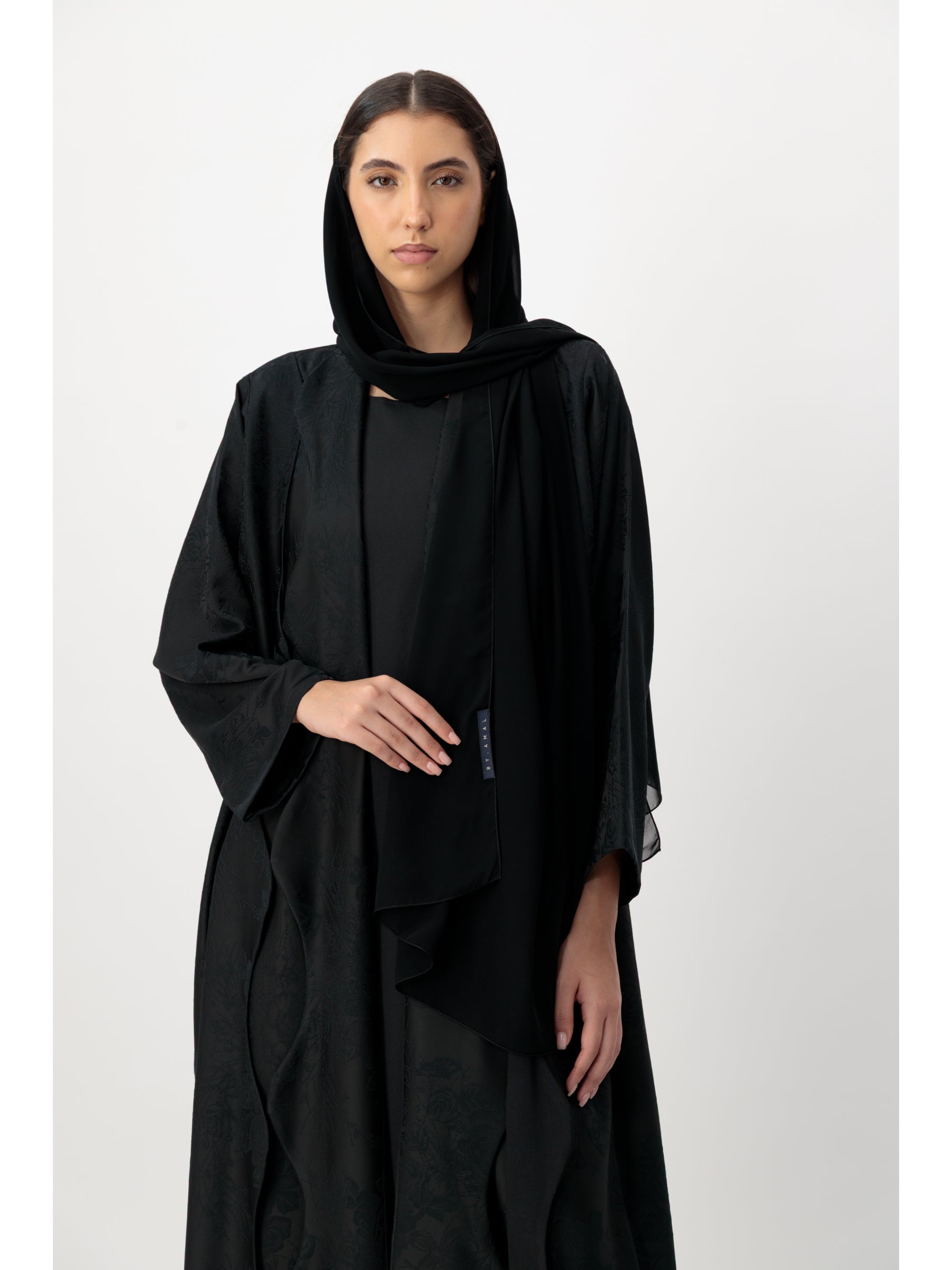 Layers Jacquard Black Abaya