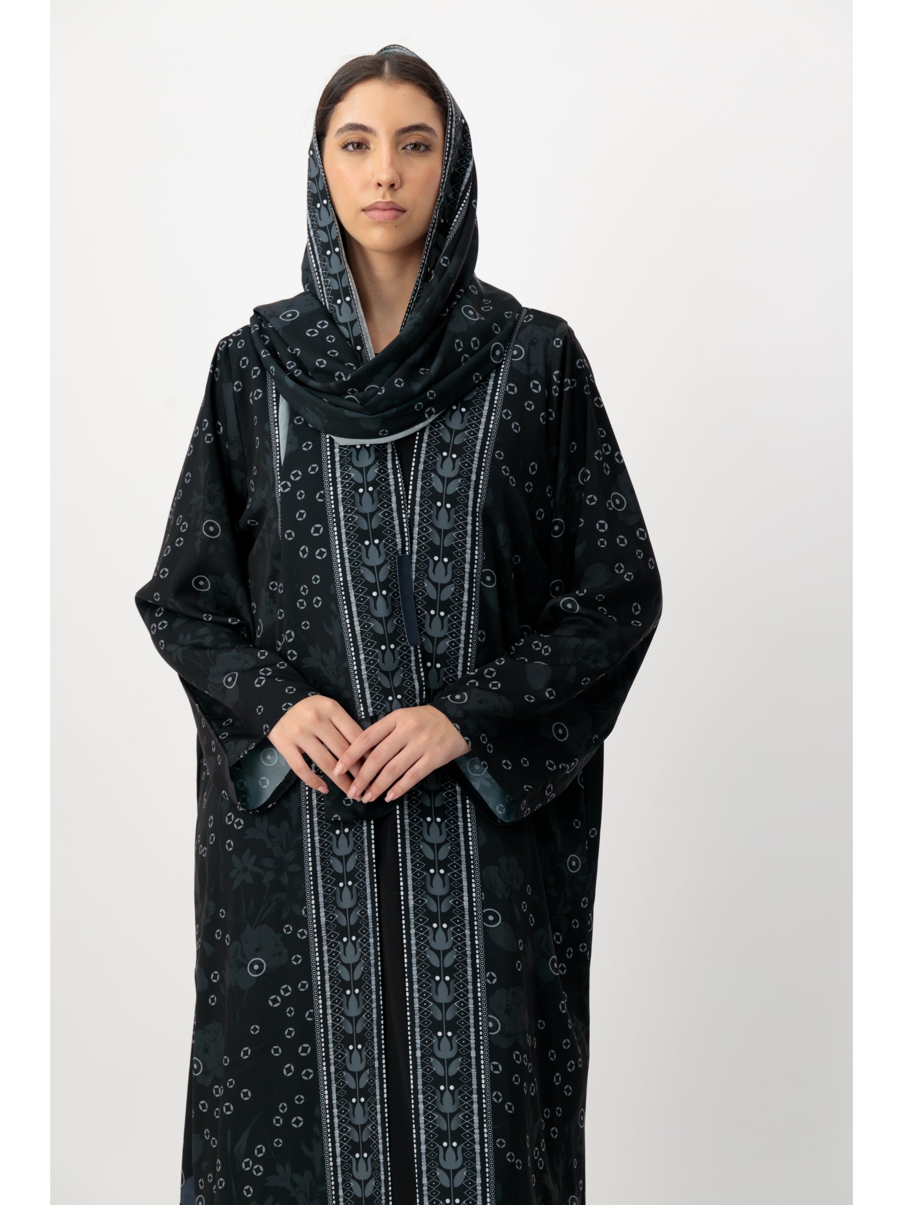 BRX print - Black Abaya