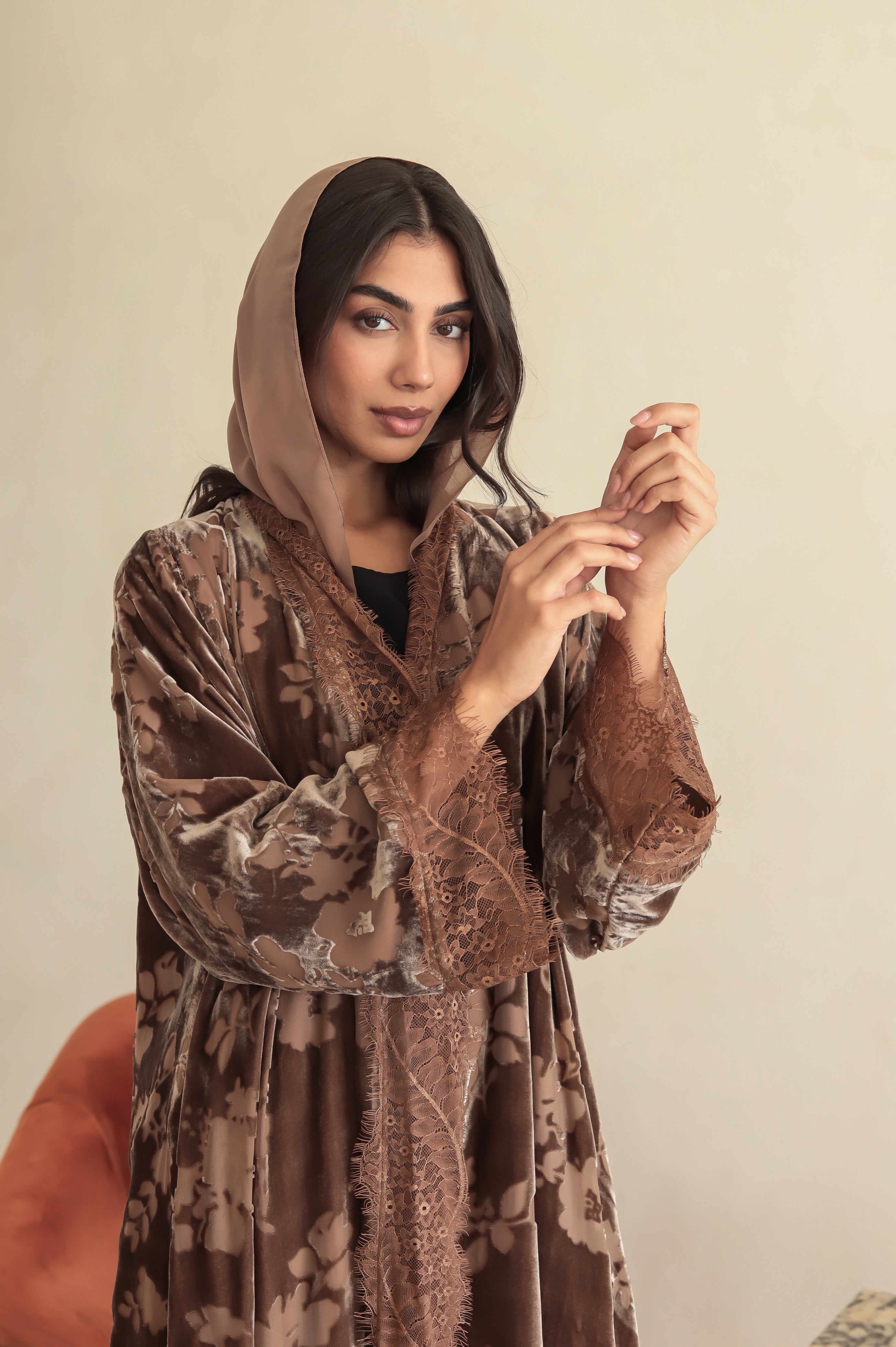 Velvet - Garden Nude Abaya