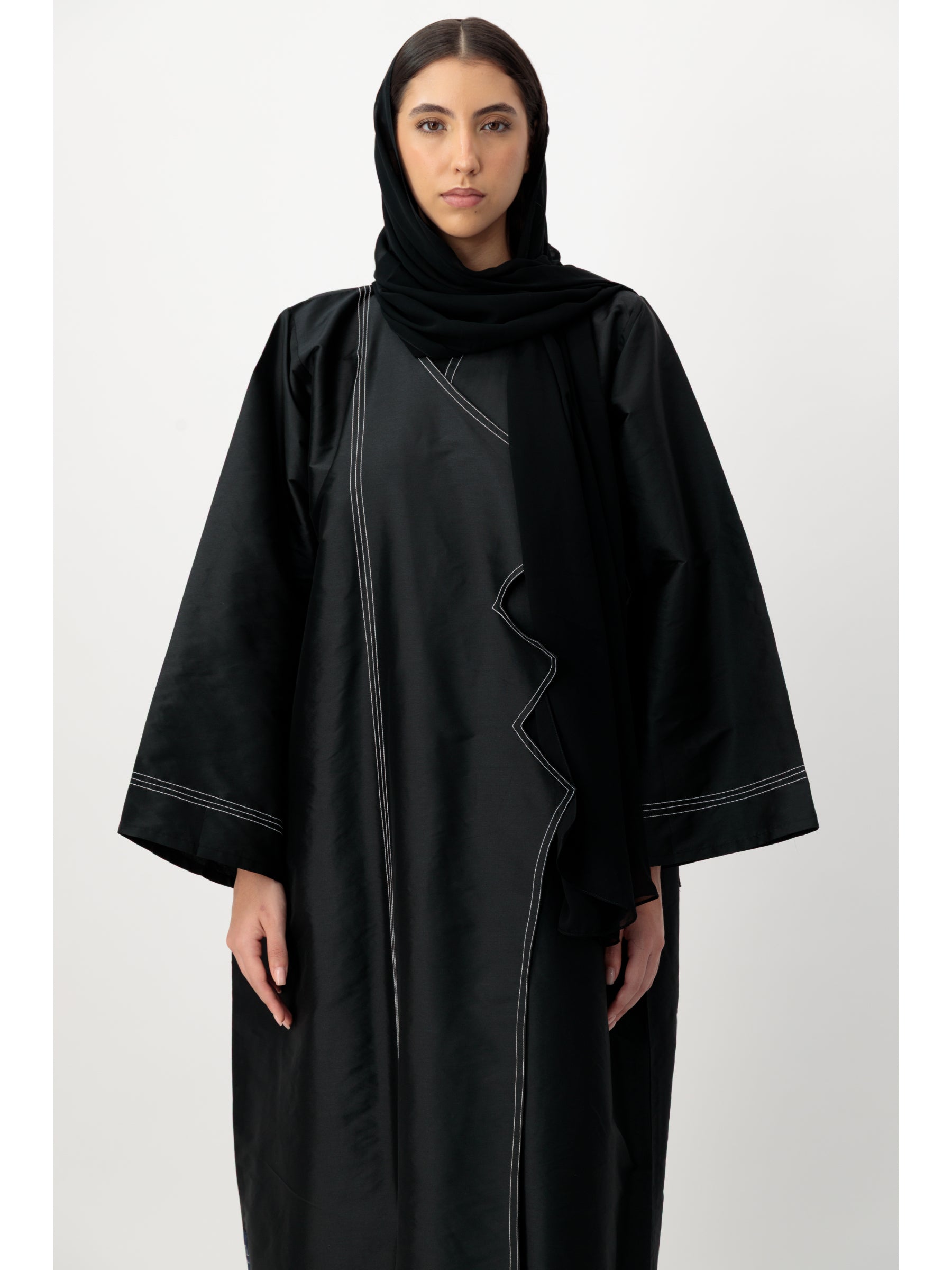 Taffeta Zigzag Black Abaya