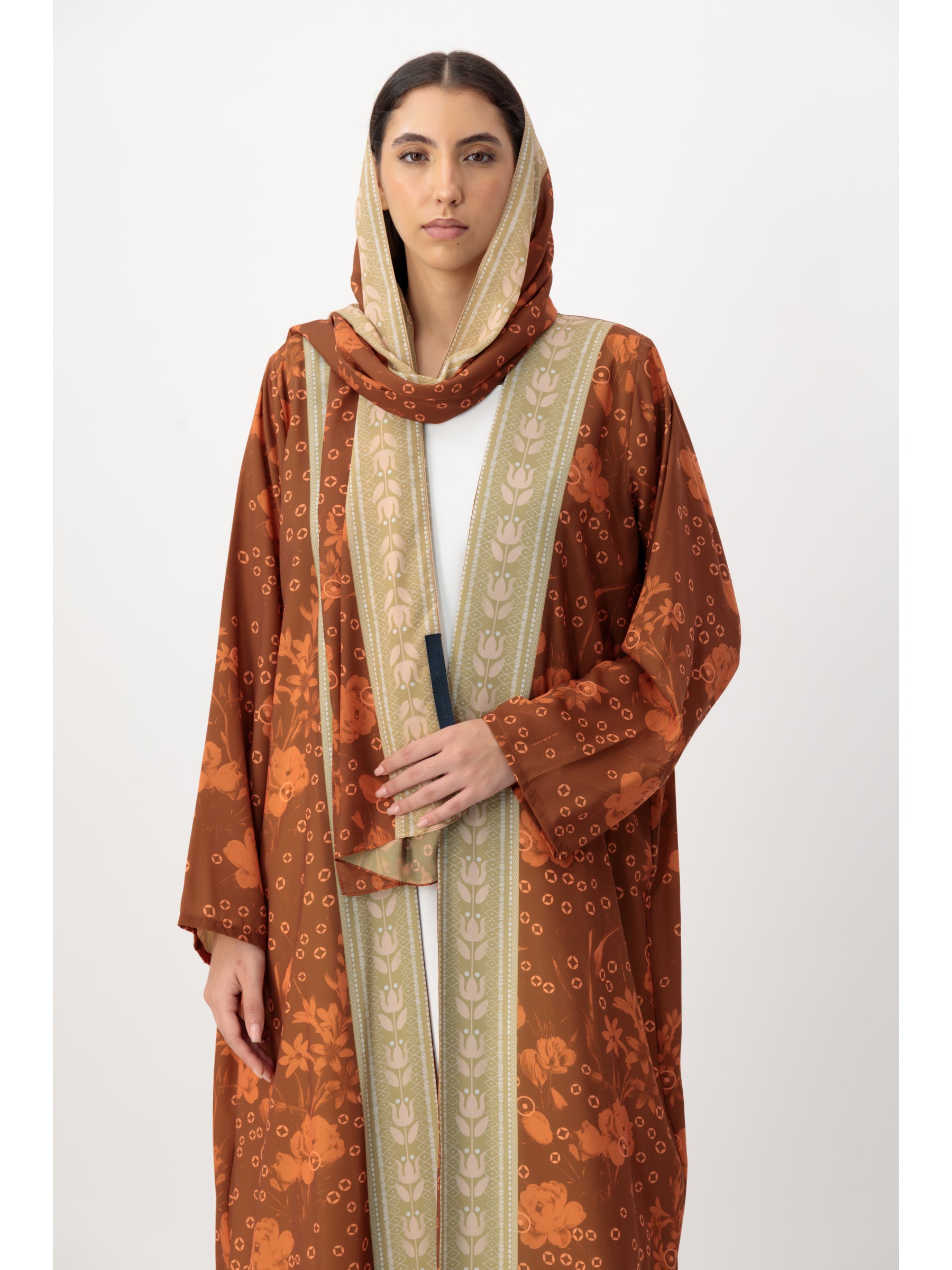 BRX print - Orange Abaya