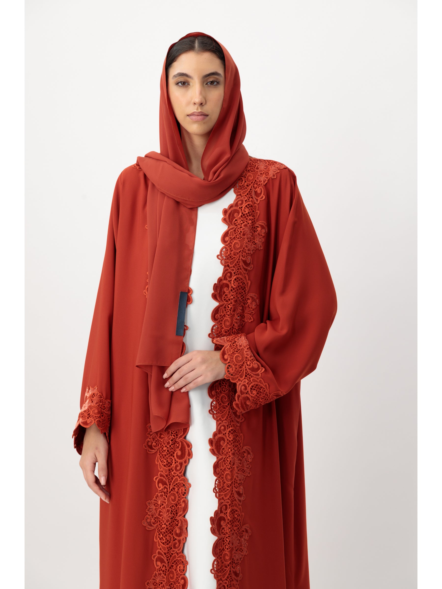 Lace Burnt Orange Abaya
