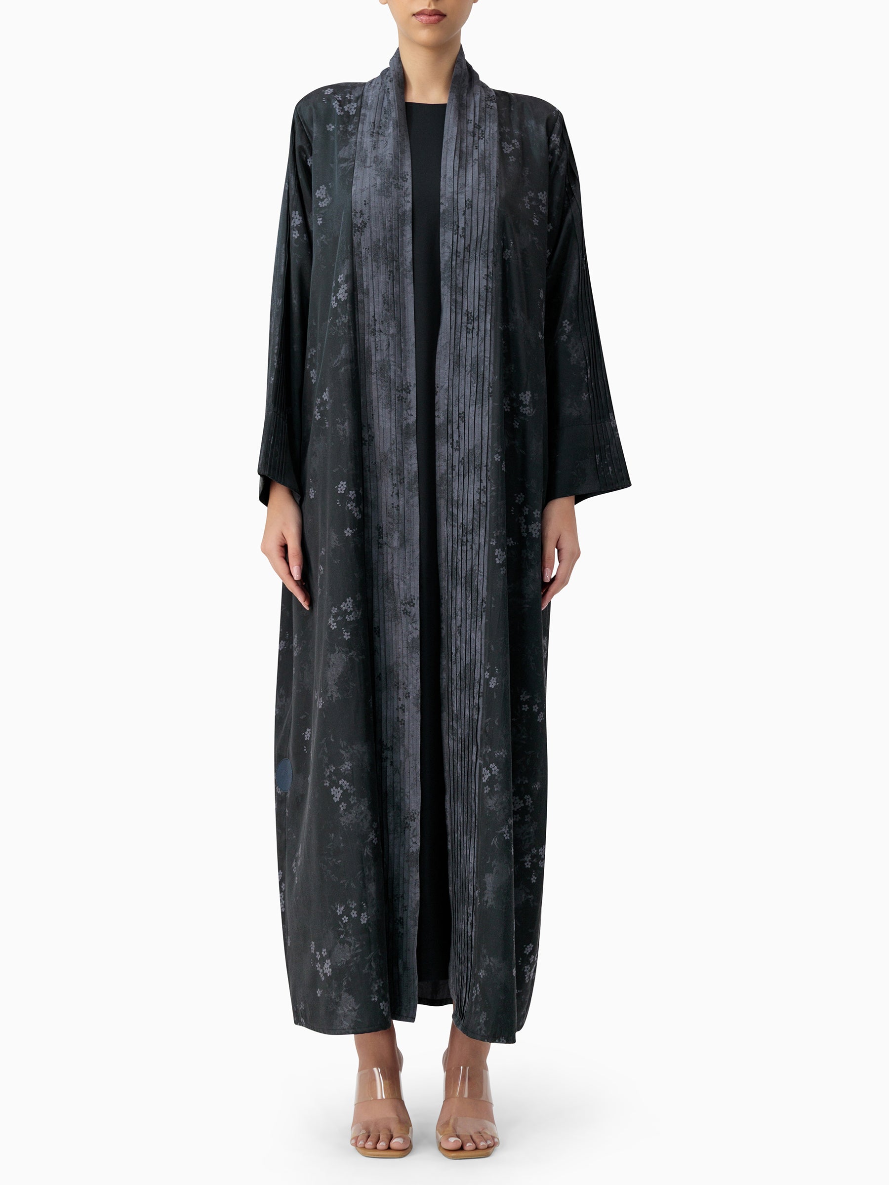 Blossom - Pleated Grey Abaya