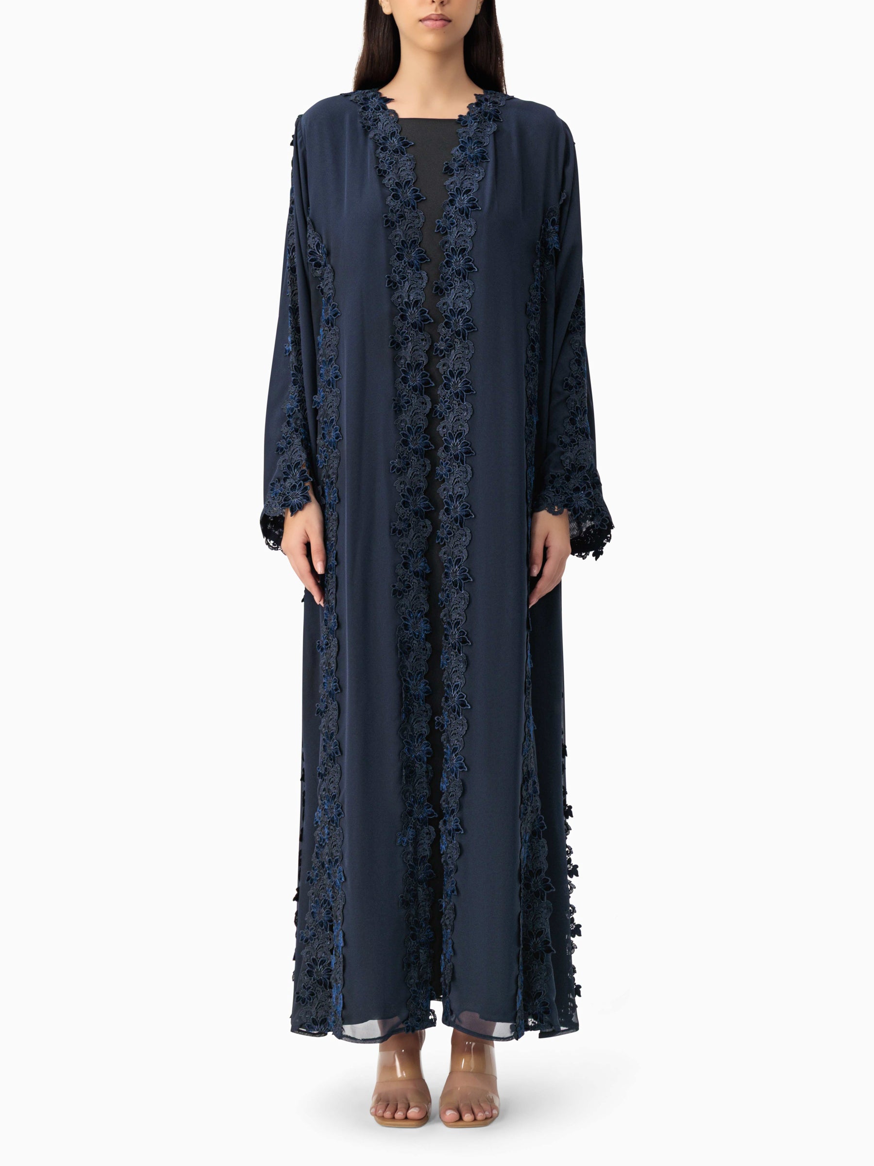 Floral Lace Navy Abaya