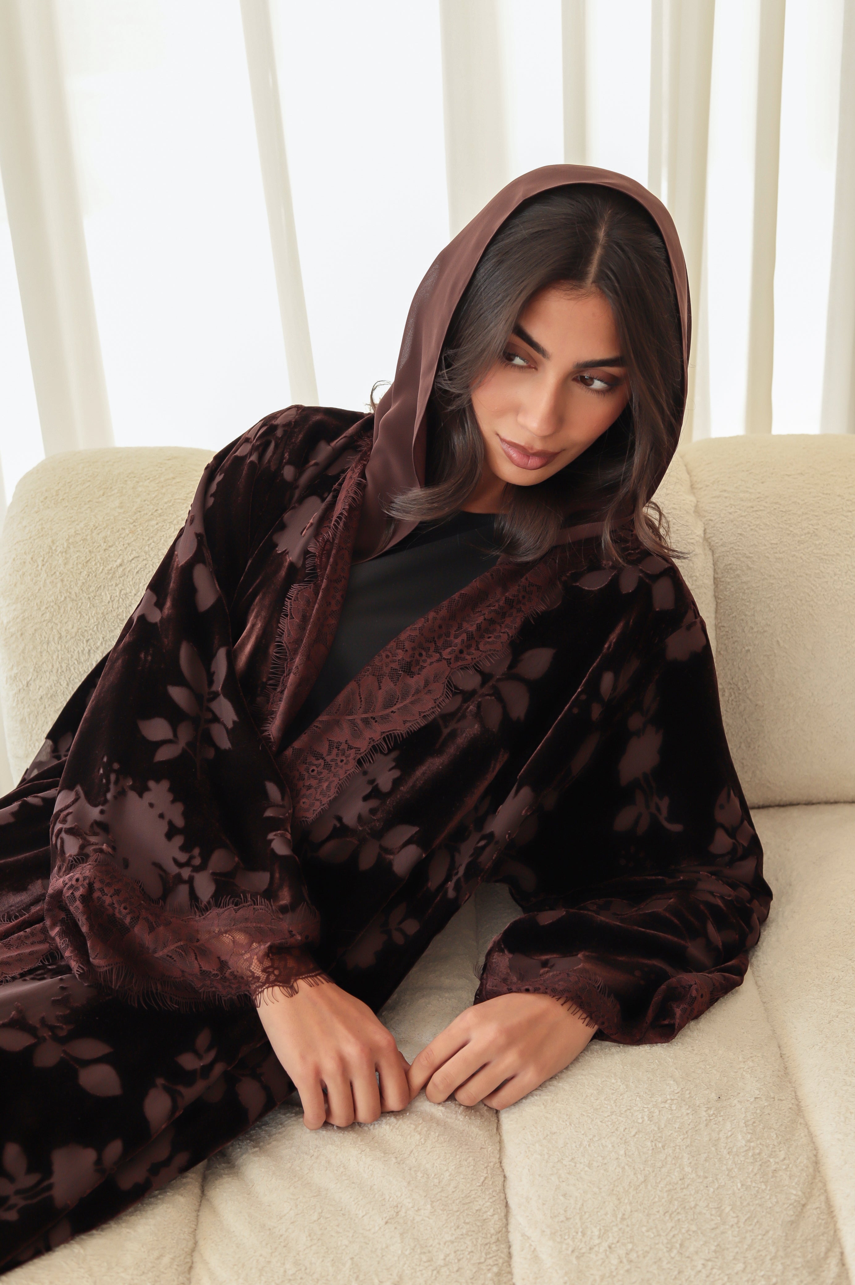 Velvet - Garden Brown Abaya