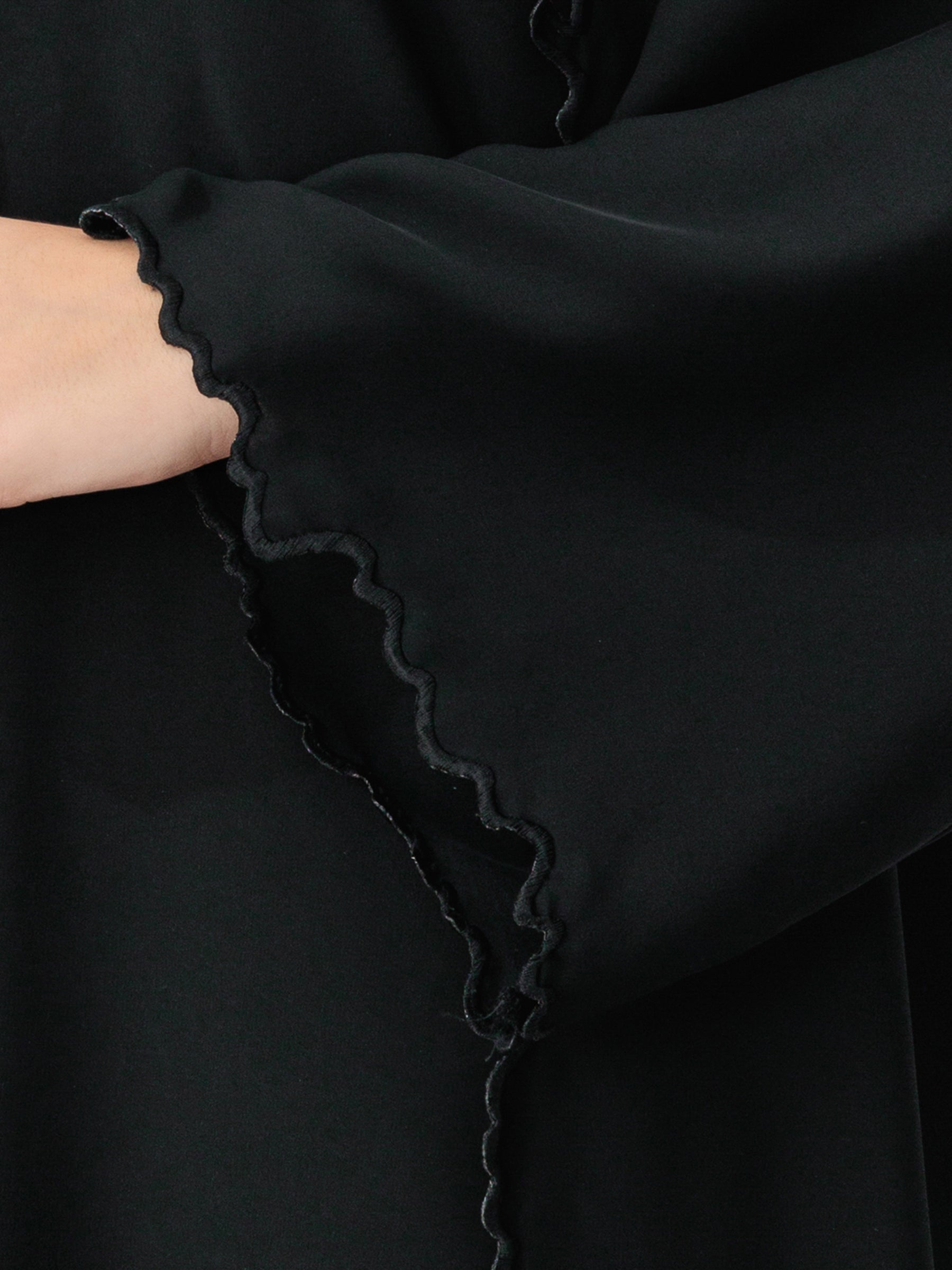 Waves Layers - Embroidery Black Abaya