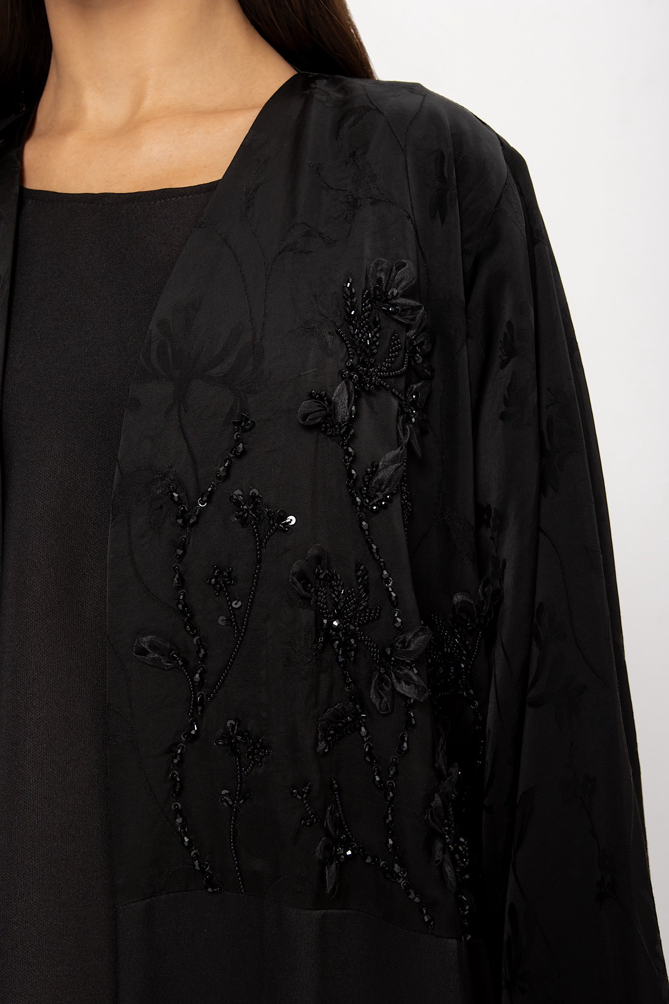 Glory - Floral Embroidery - (Black Abaya)