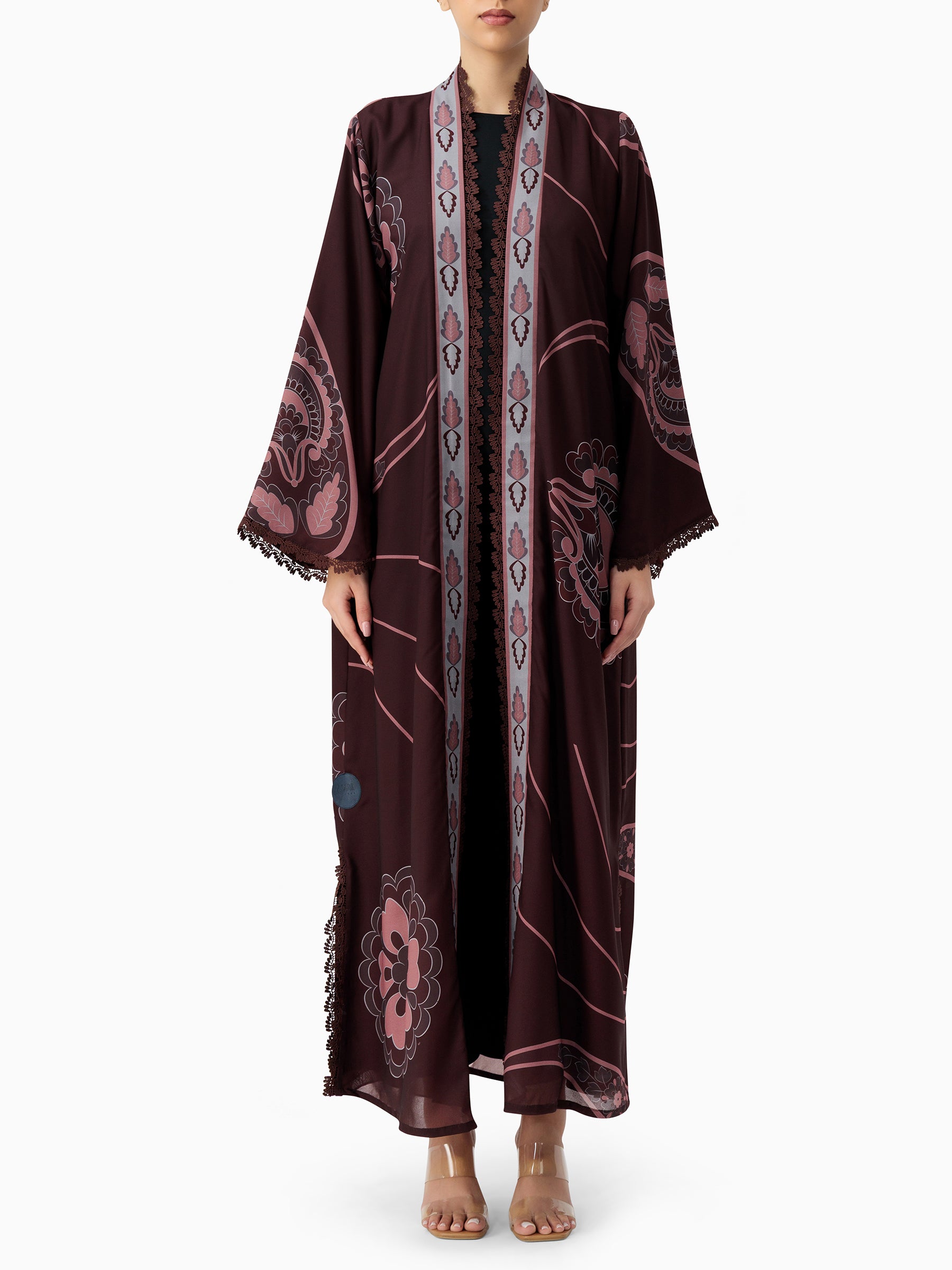 Damask Petals - Printed Maroon Abaya