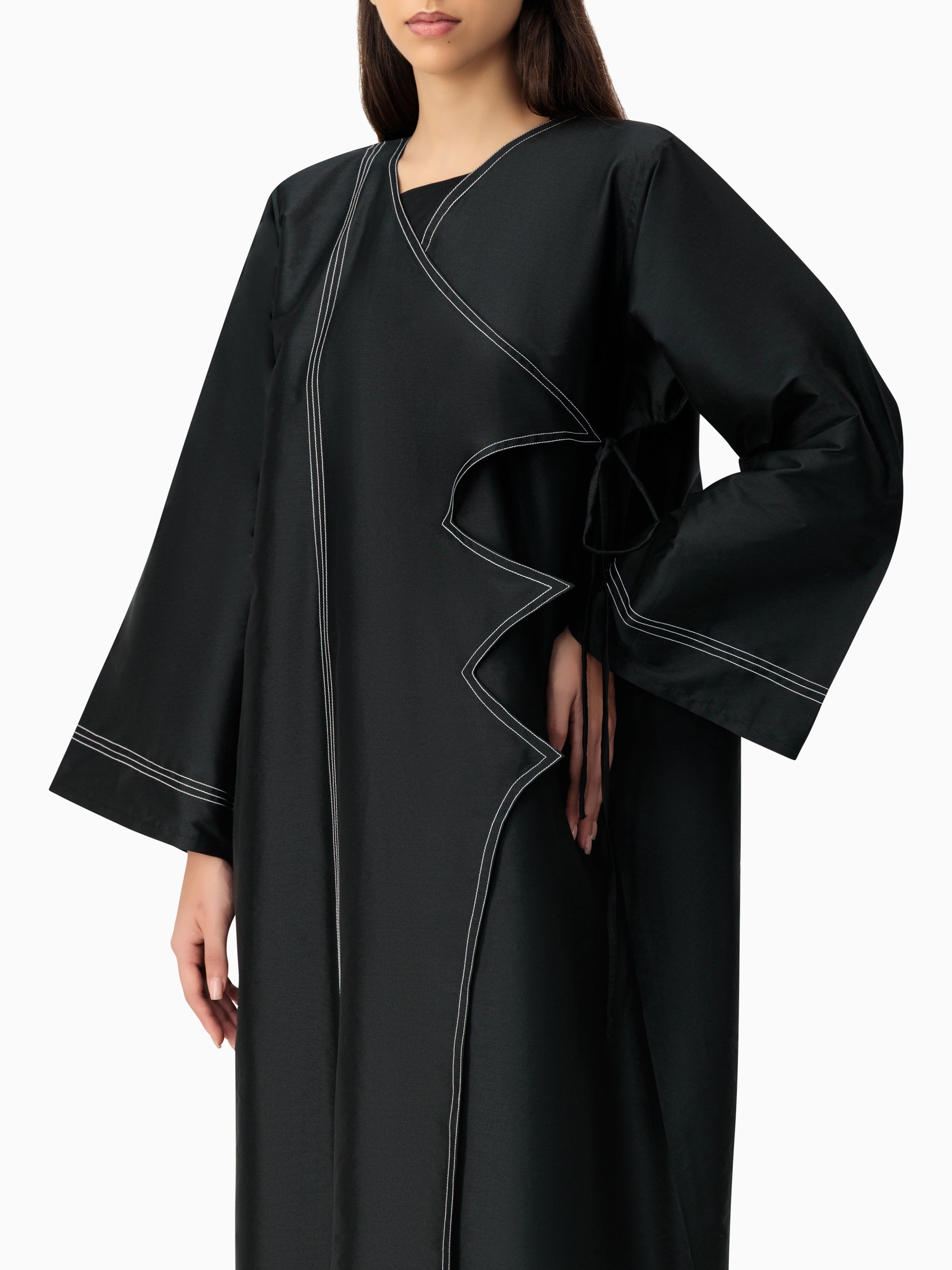 Taffeta Zigzag Black Abaya