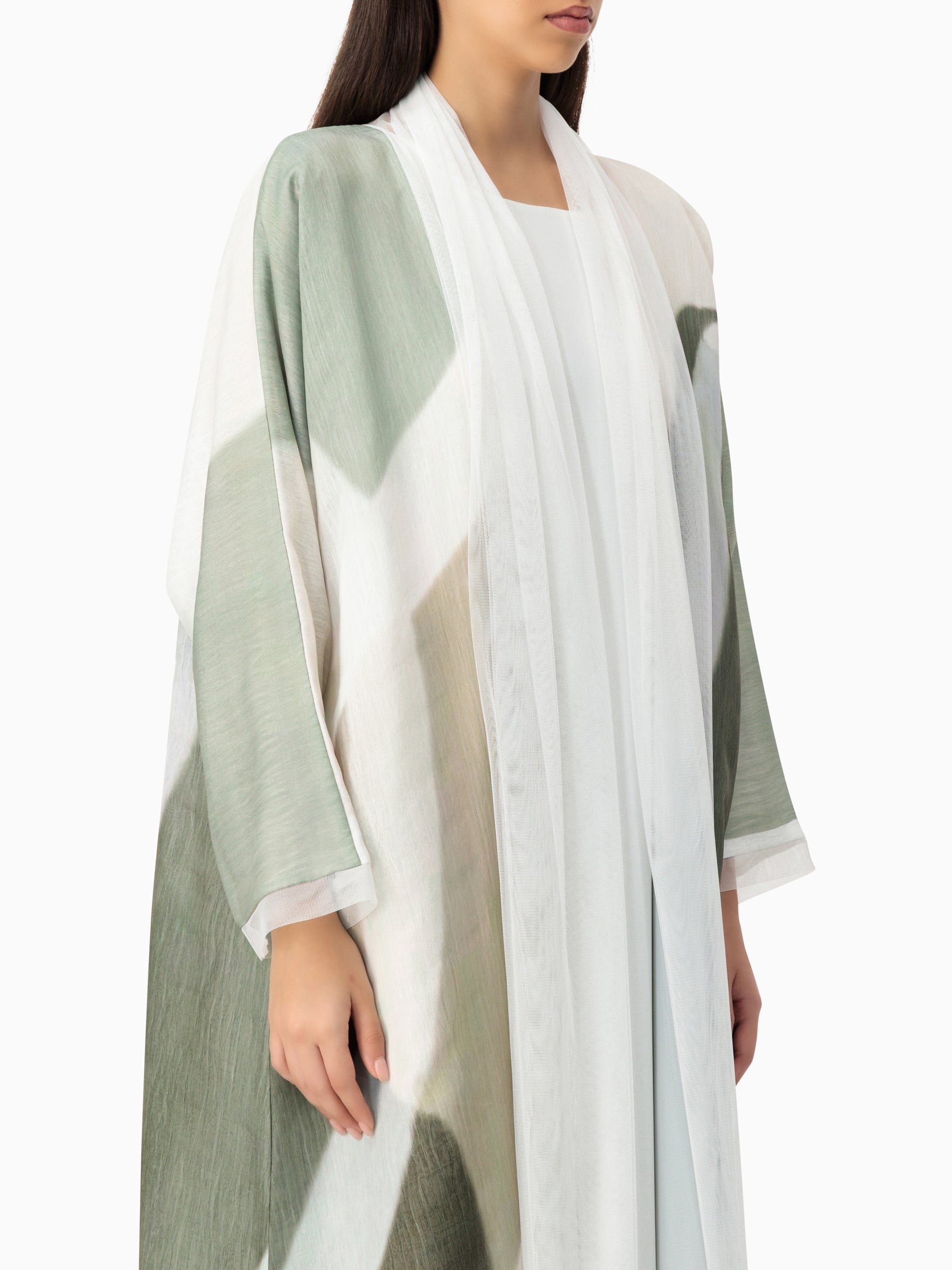 Abstract Earthy Organza Abaya