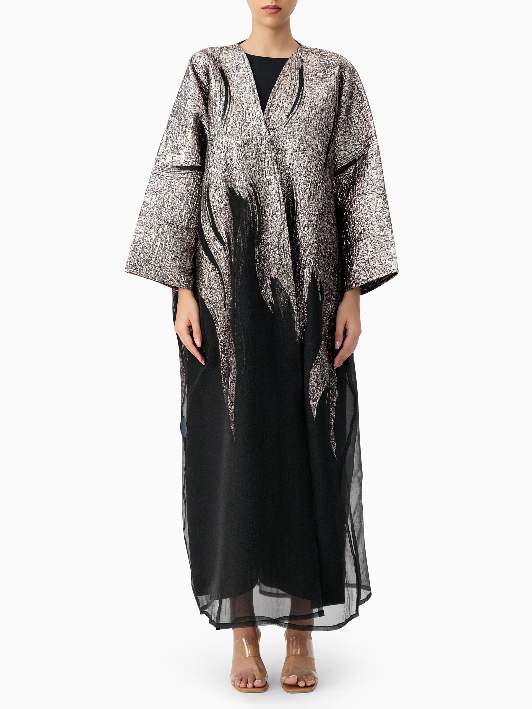 Luxe 02 - Black with Silver Bisht Abaya