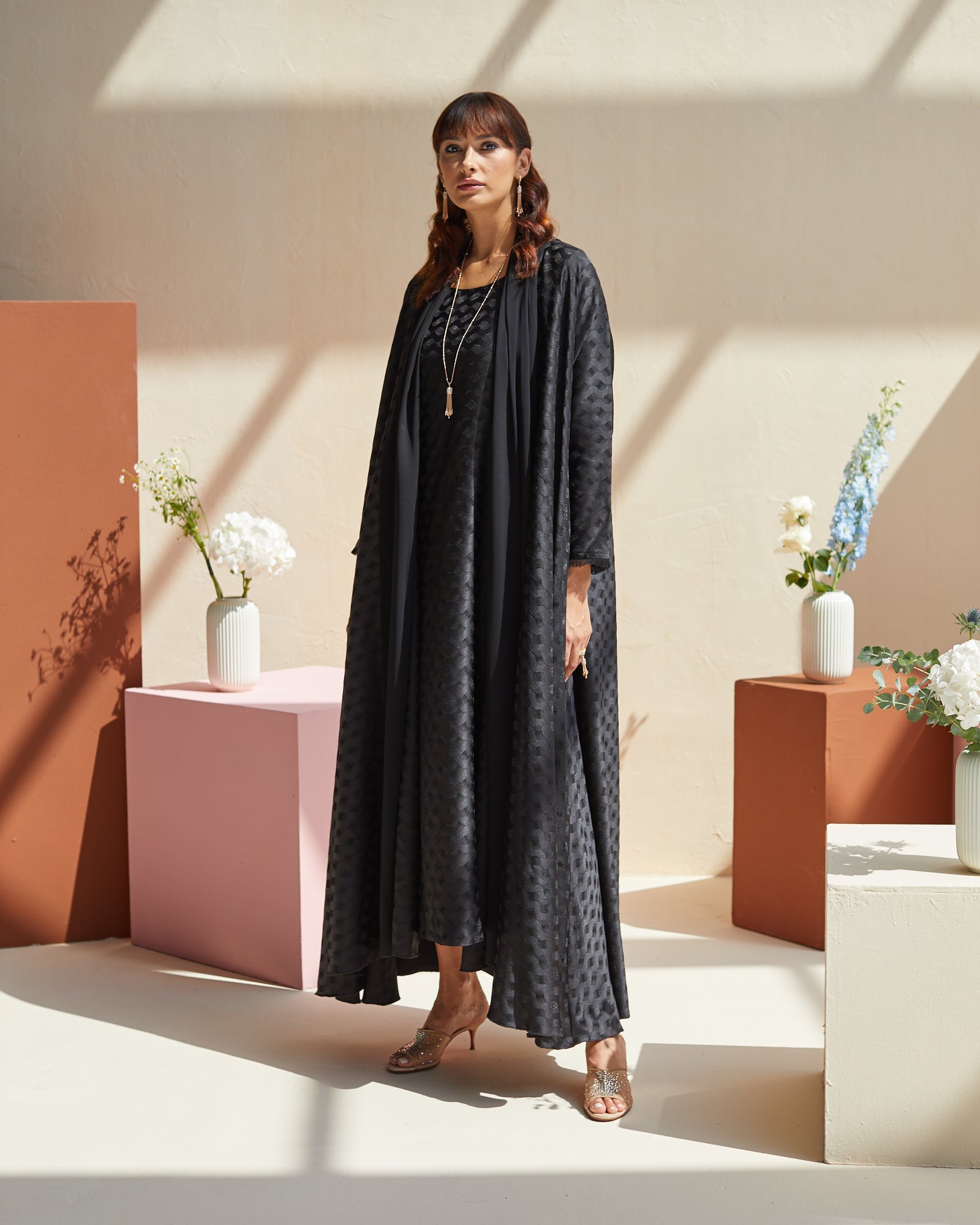 Swan Set - Black Abaya and Dress Set