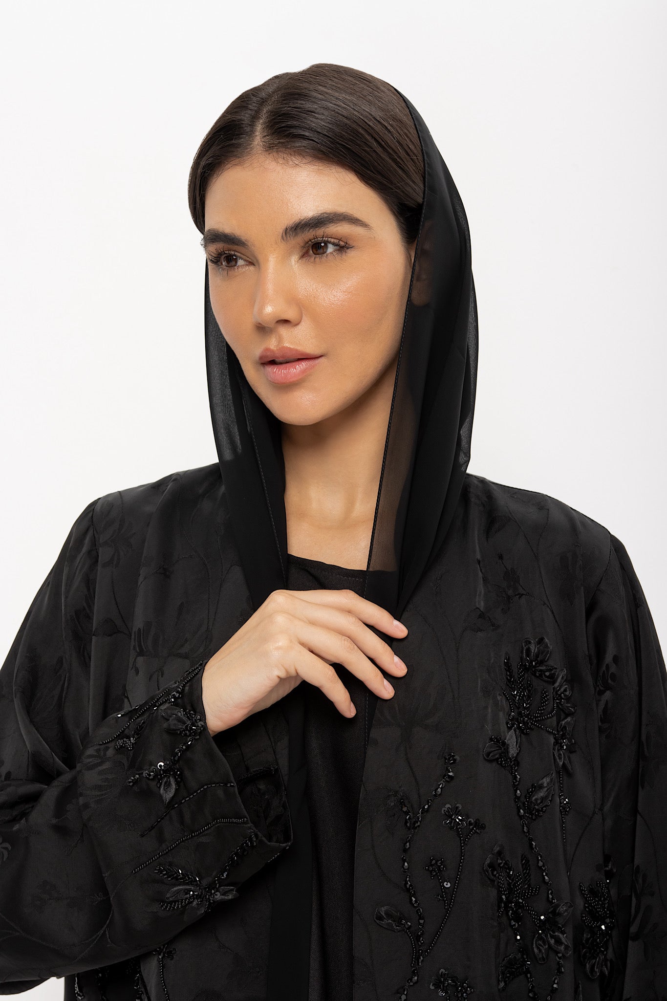 Glory - Floral Embroidery - (Black Abaya)