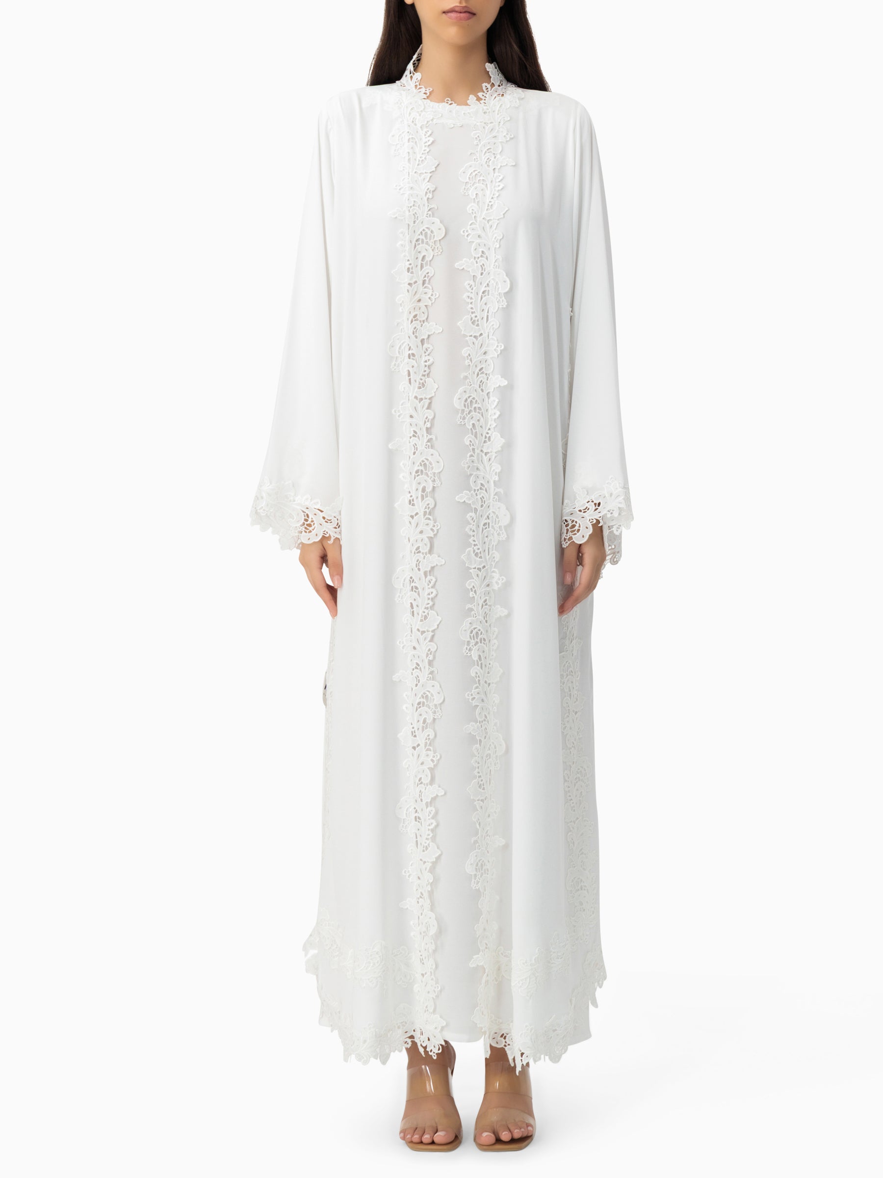 Majesty - Dantel Set (White Abaya Set)
