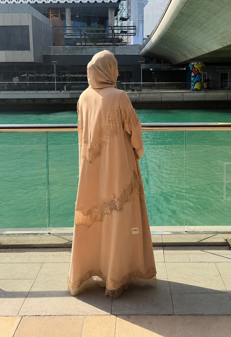 Grace - Lines of Dantel (Beige Abaya)