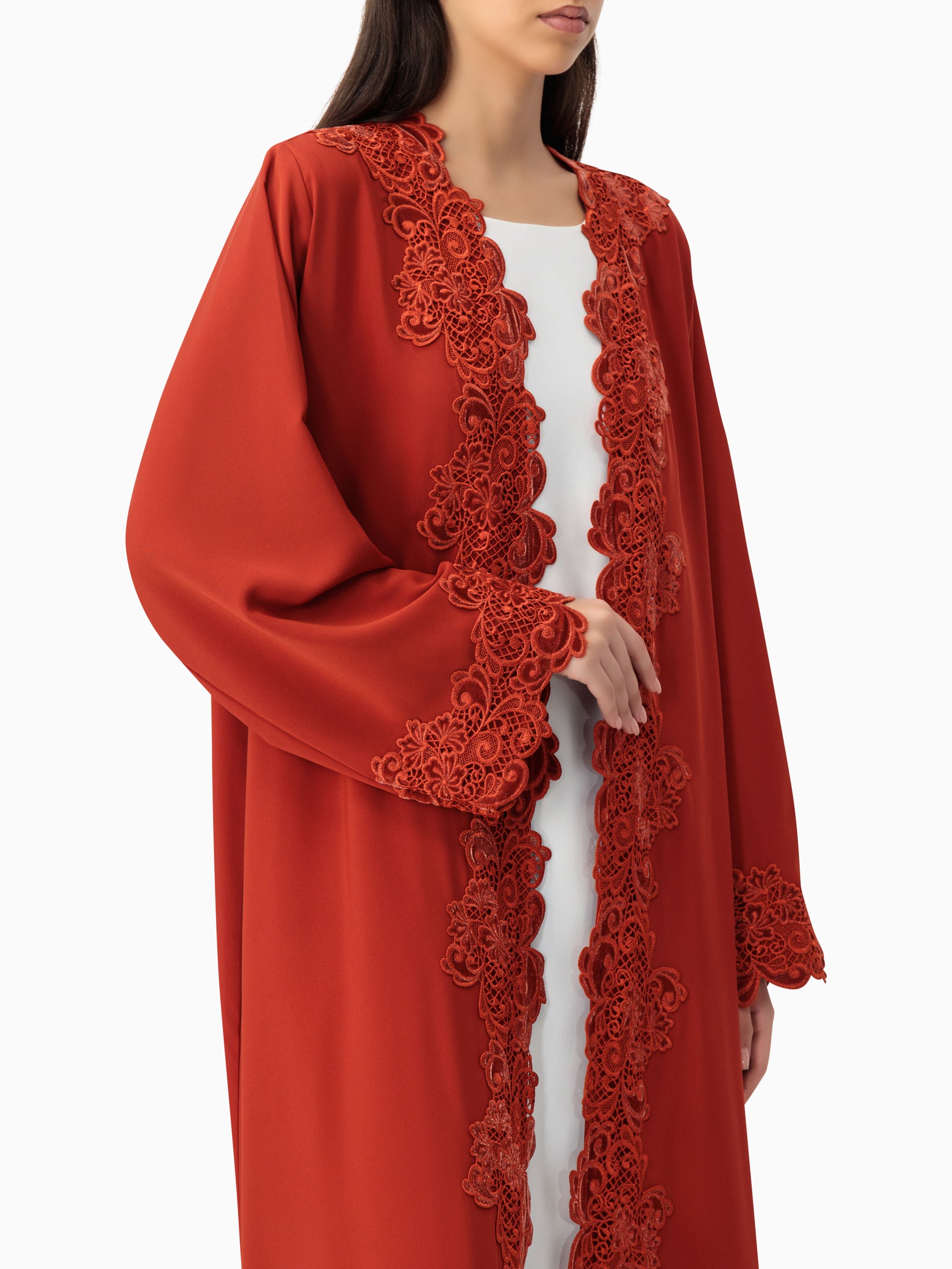 Lace Burnt Orange Abaya