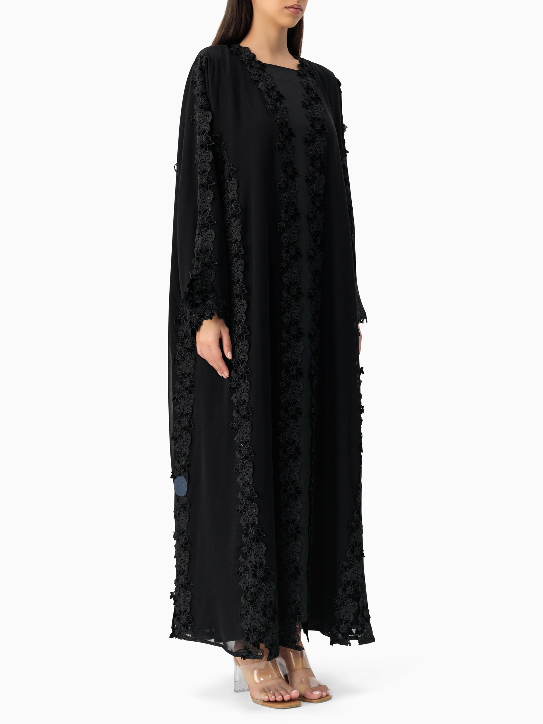 Floral Lace Black Abaya