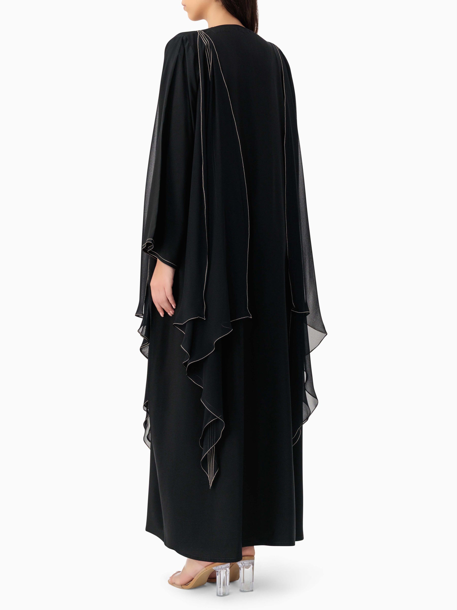 Ruffles Beige Layers Abaya