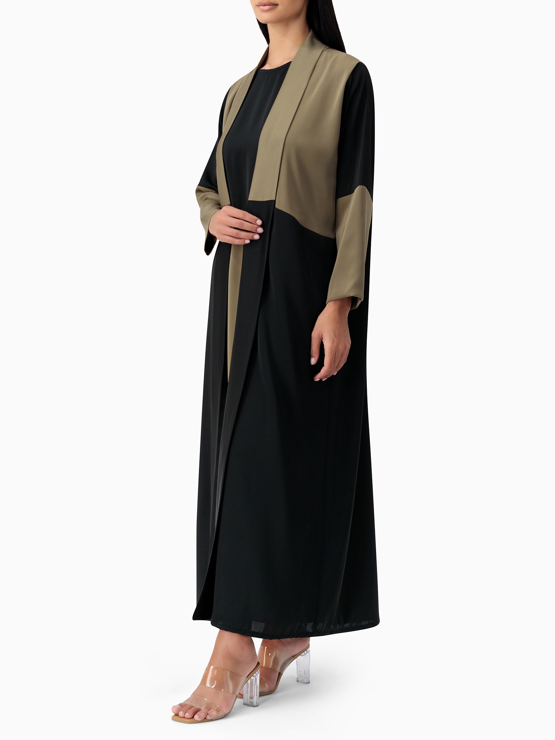 Blocks - Black / Taupe Abaya