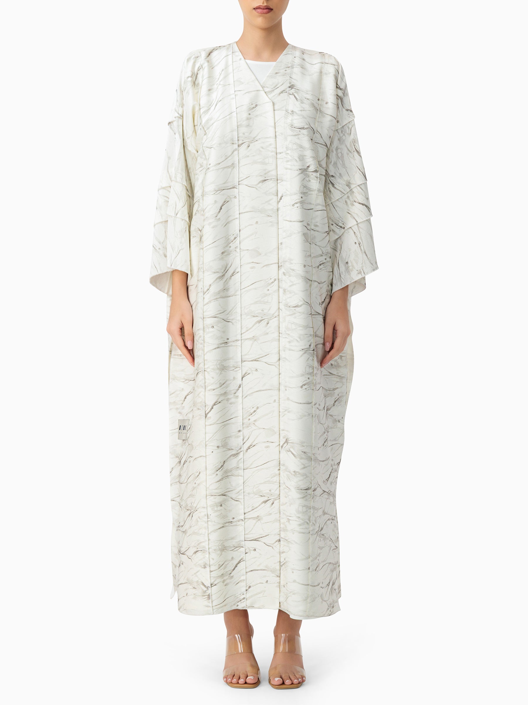 Cut Out Jacquard Off White Off-White Abaya