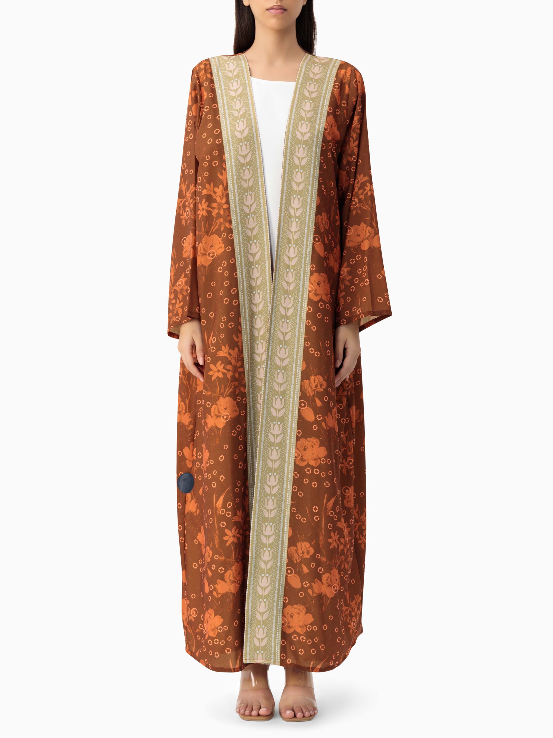 BRX print - Orange Abaya
